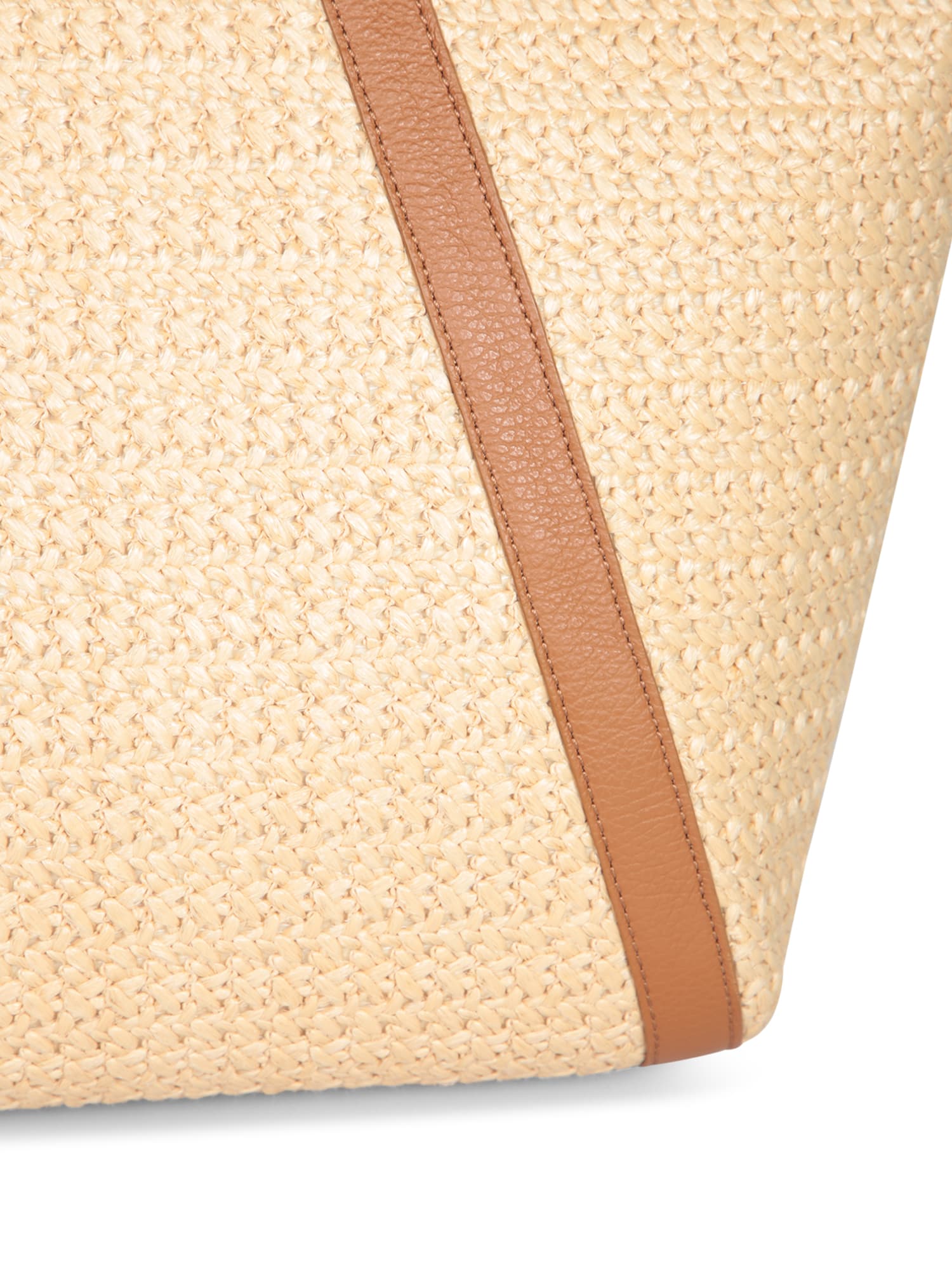 Shop Coccinelle Amalia Tote Bag In Nude Raffia And Leather