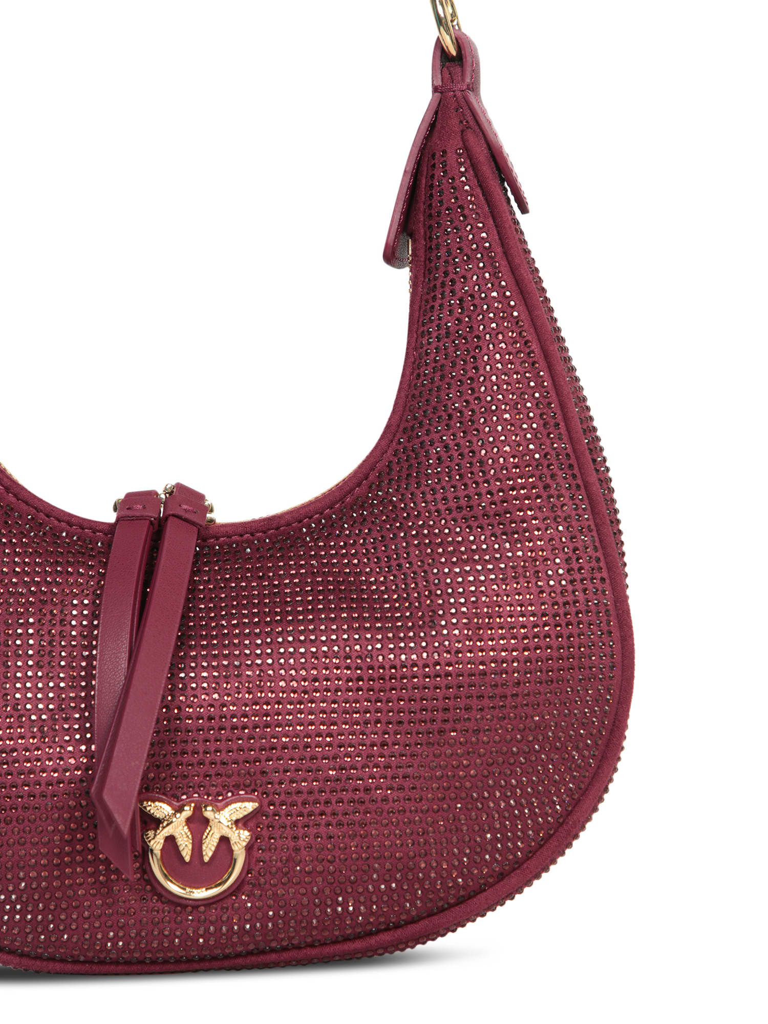 Shop Pinko Brioche Red Mini Strass Bag In Brown