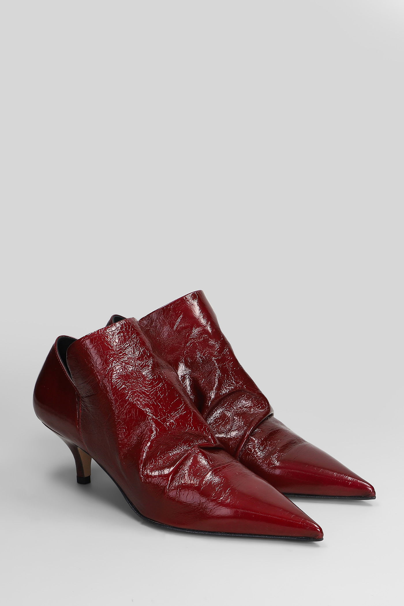 The Seller High Heels Ankle Boots In Bordeaux Leather In Burgundy