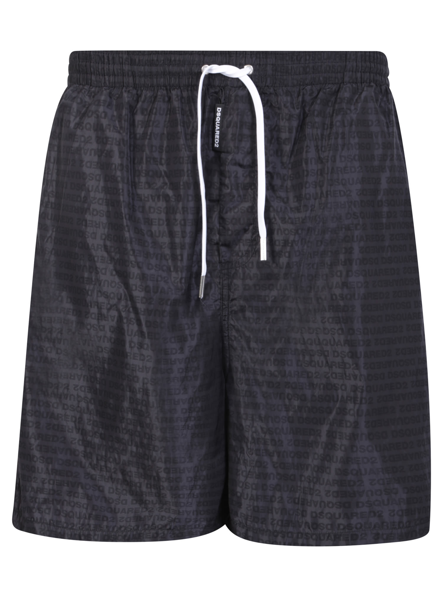 Shop Dsquared2 Black D2 Allover Swimming Shorts In Grey