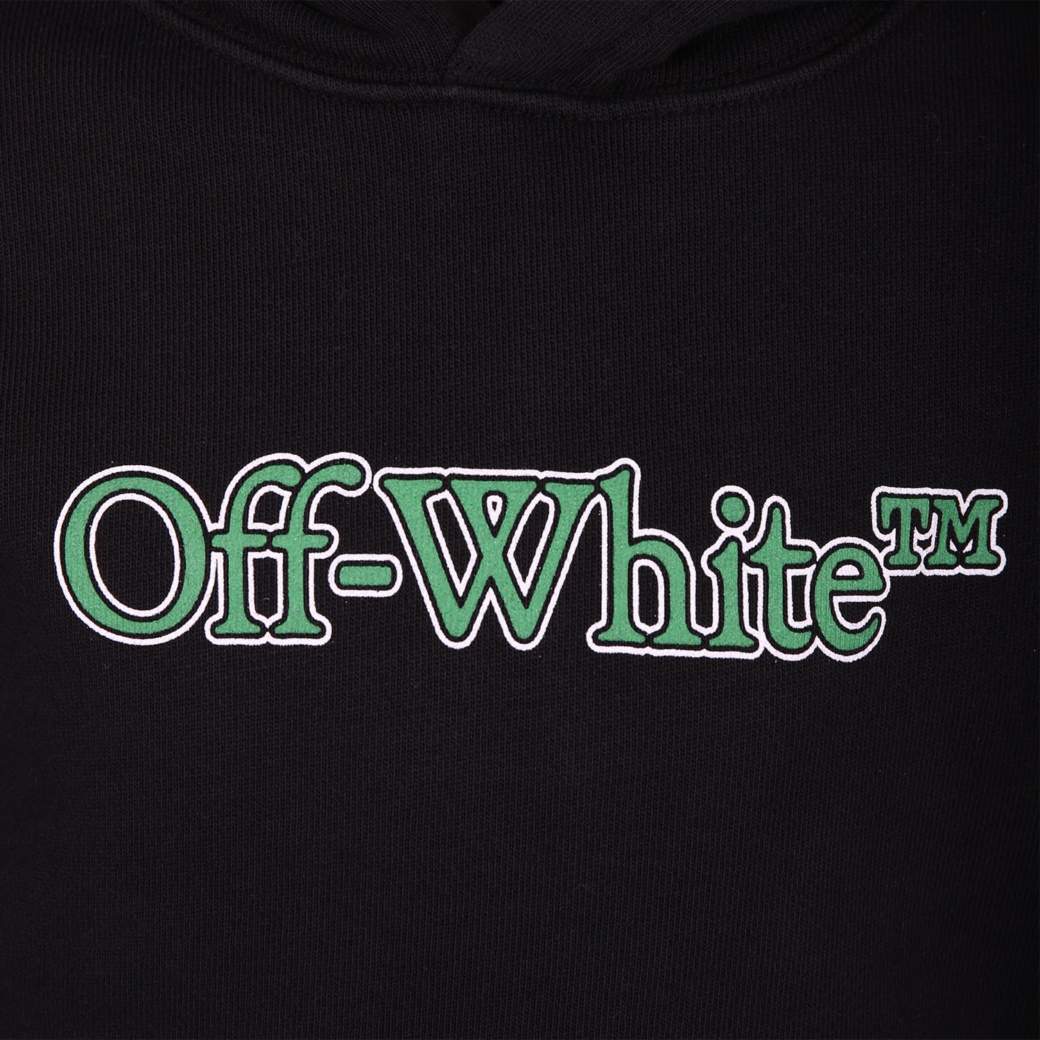 Shop Off-white Black Hooded Sweatshirt For Boy With Logo In Black Green