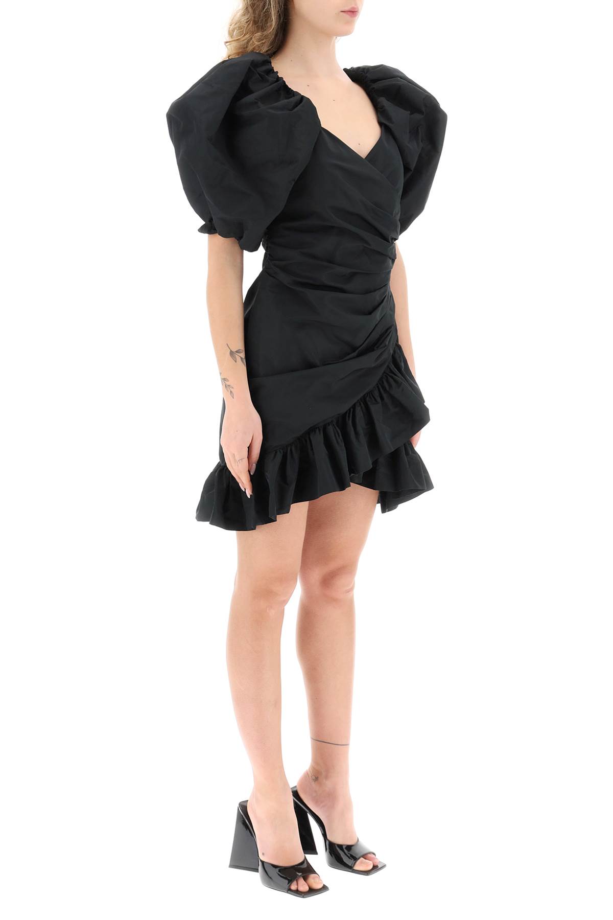 Shop Msgm Draped Mini Dress In Black (black)