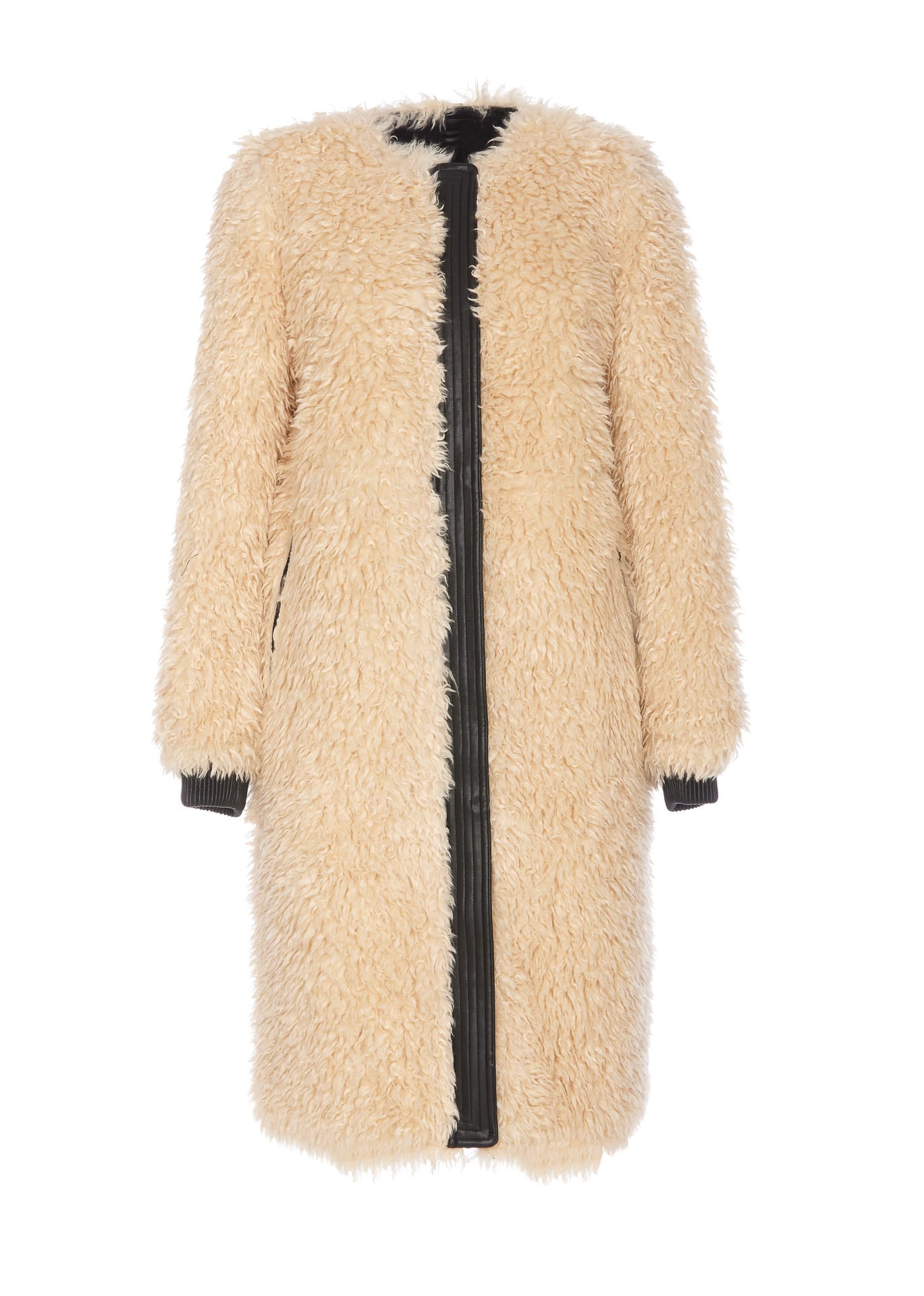 Shop Patrizia Pepe Reversible Coat In Beige