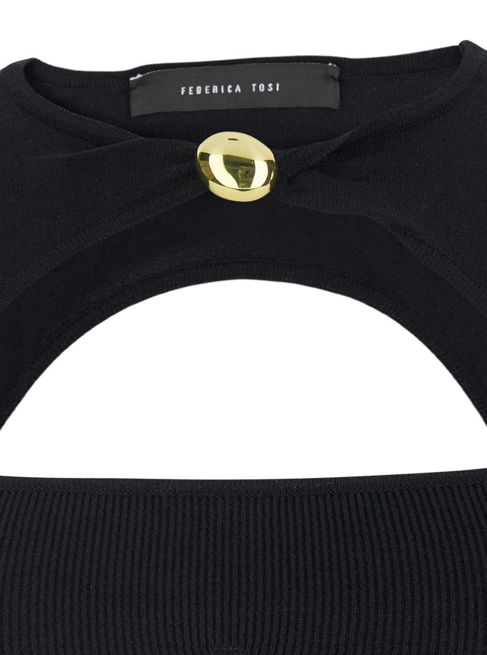 FEDERICA TOSI BLACK TOP WITH JEWEL DETAIL ON THE FRONT IN VISCOSE BLEND WOMAN