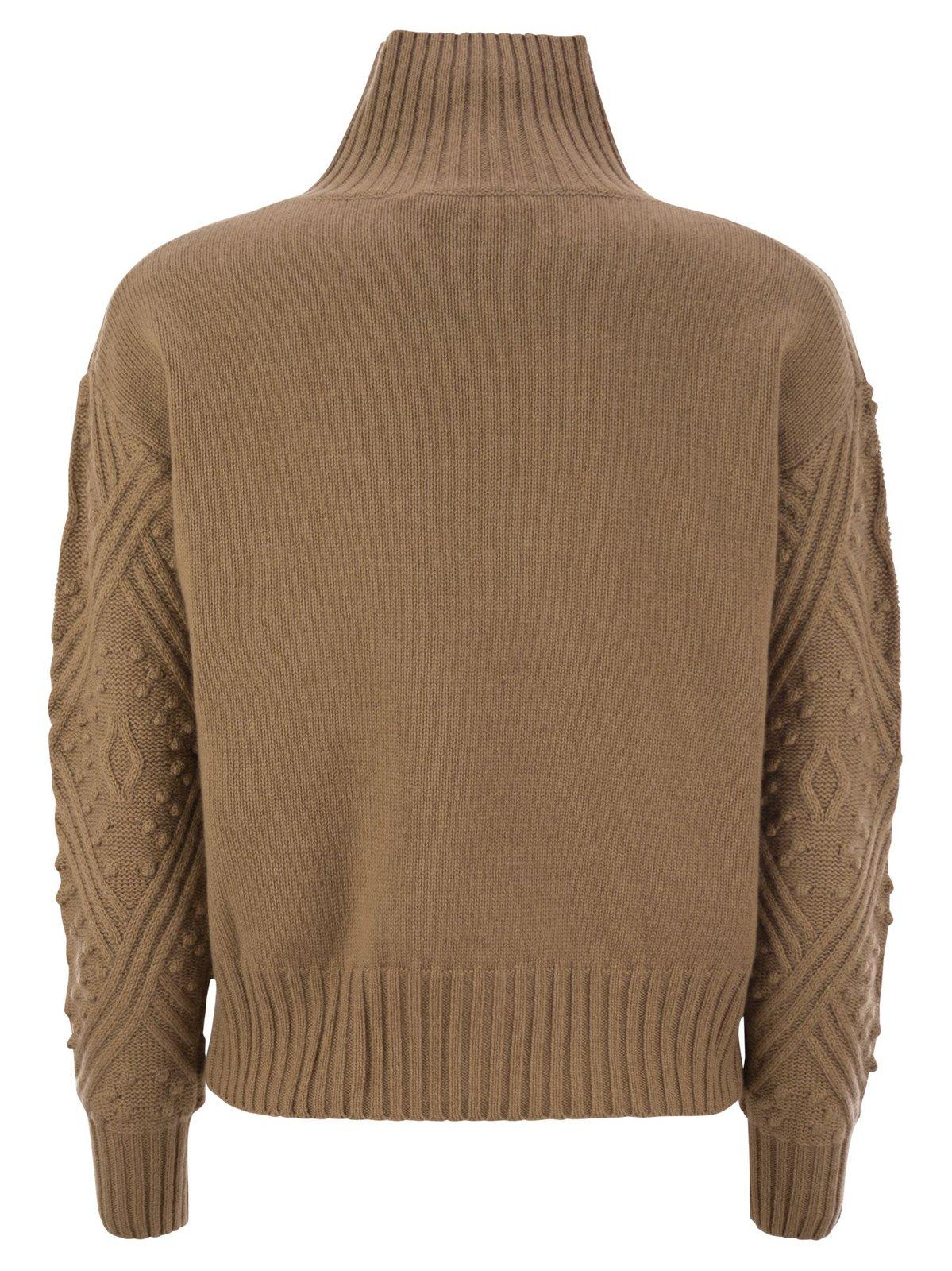 Shop Max Mara High Neck Long-sleeved Jumper In Camel