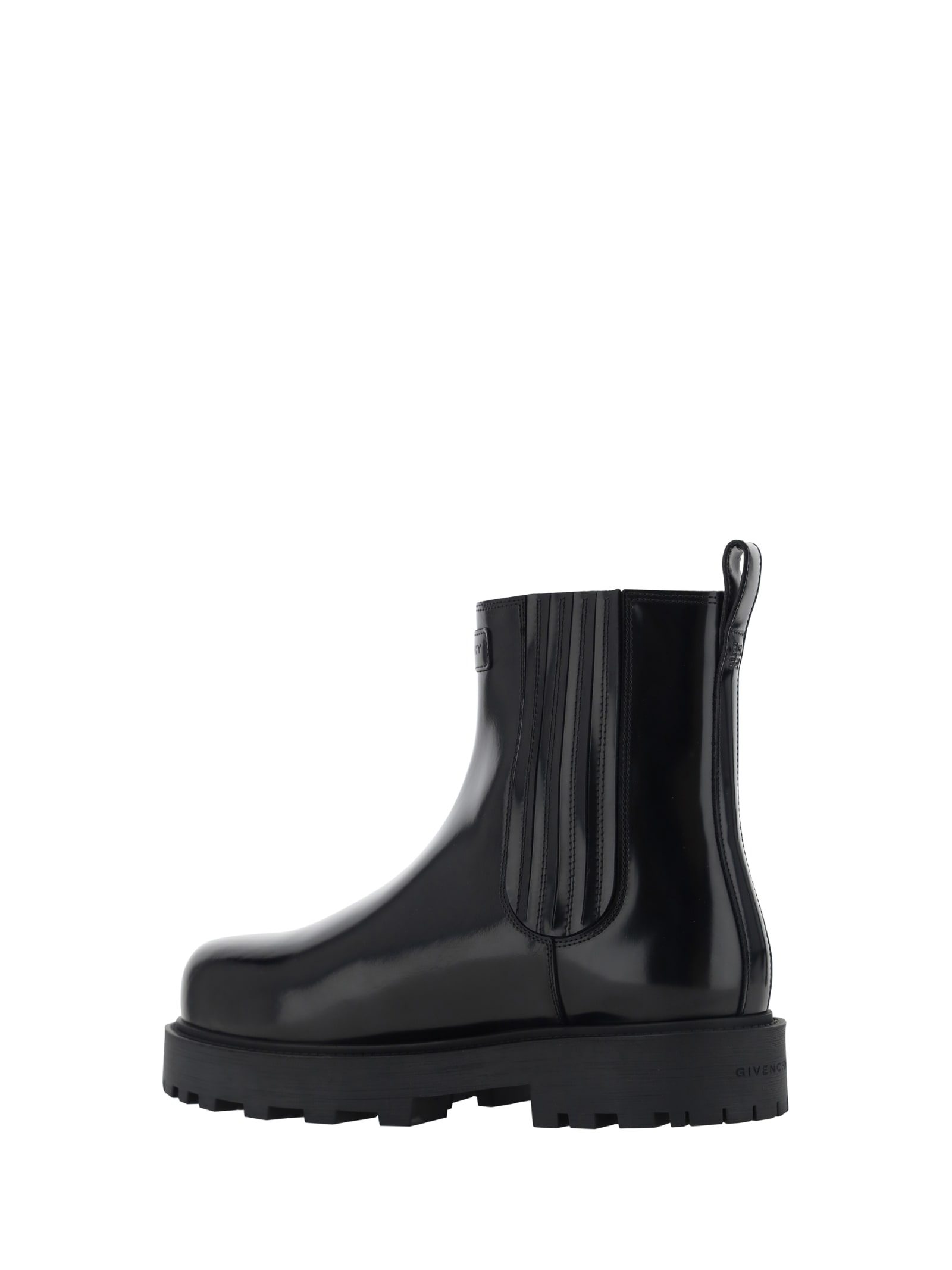 Givenchy Streamlined Leather Ankle Boots In Black
