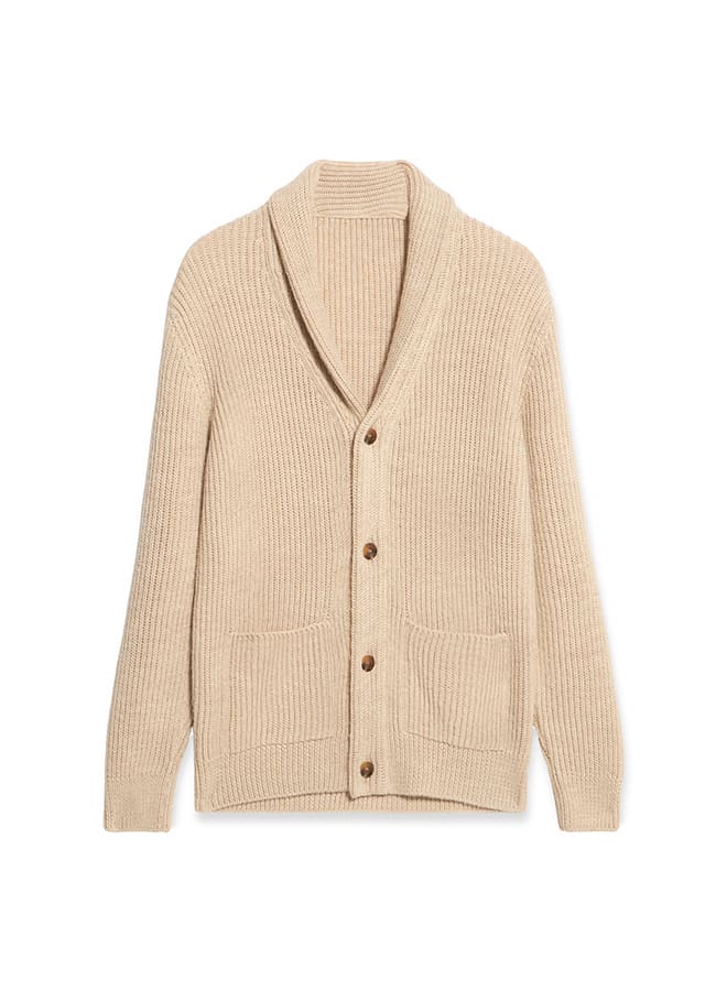 Fortela Shawl Neck Cardigan In Beige