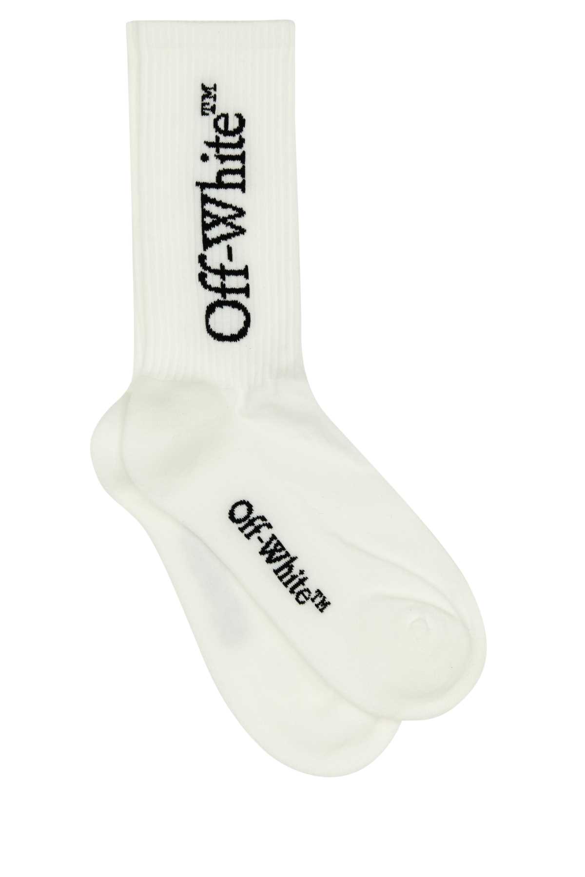 Shop Off-white White Stretch Cotton Blend Socks In 0110