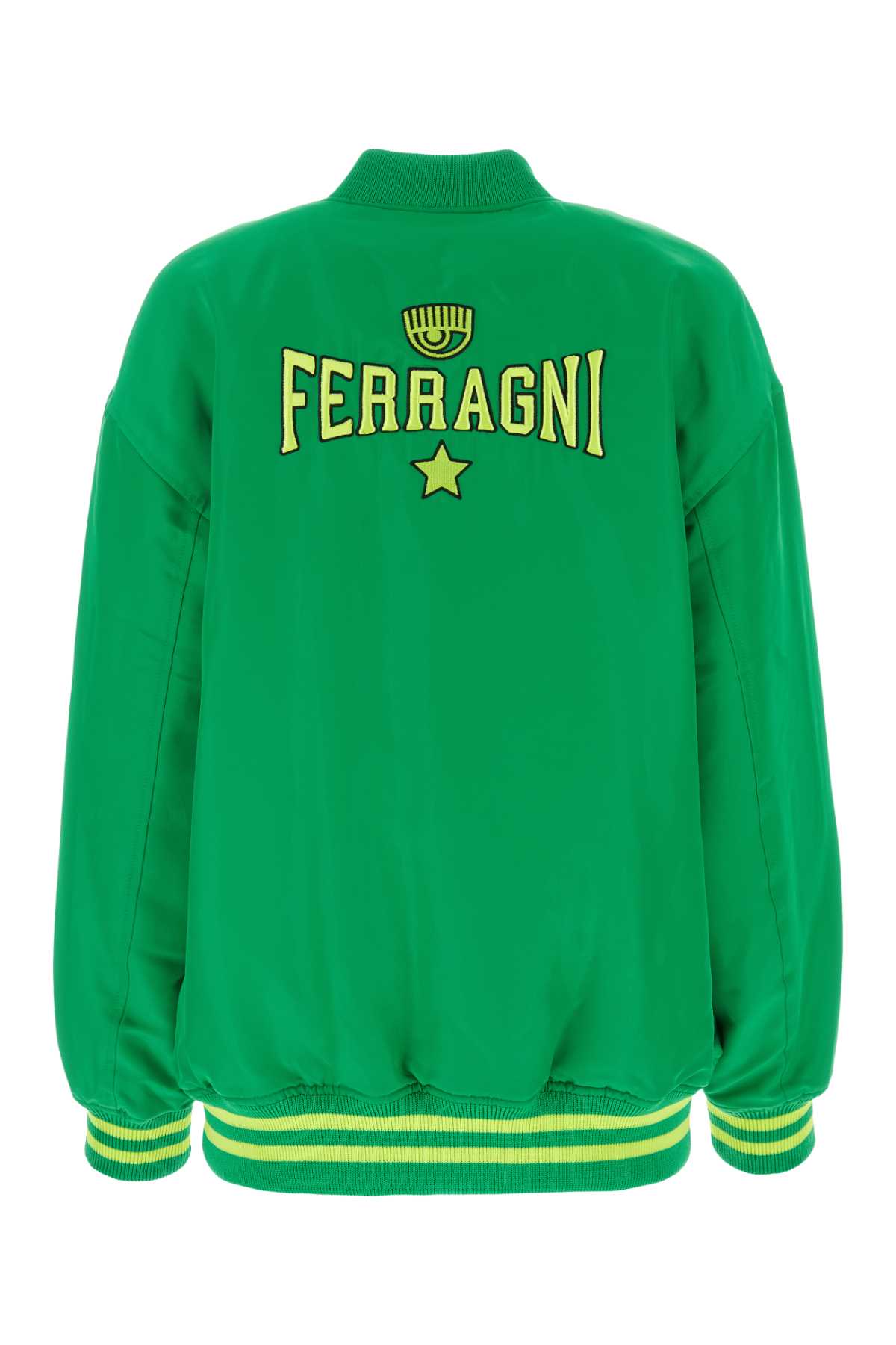 Shop Chiara Ferragni Grass Green Twill Bomber Jacket