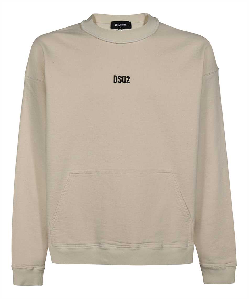 Shop Dsquared2 Logo Detail Cotton Sweatshirt In Beige