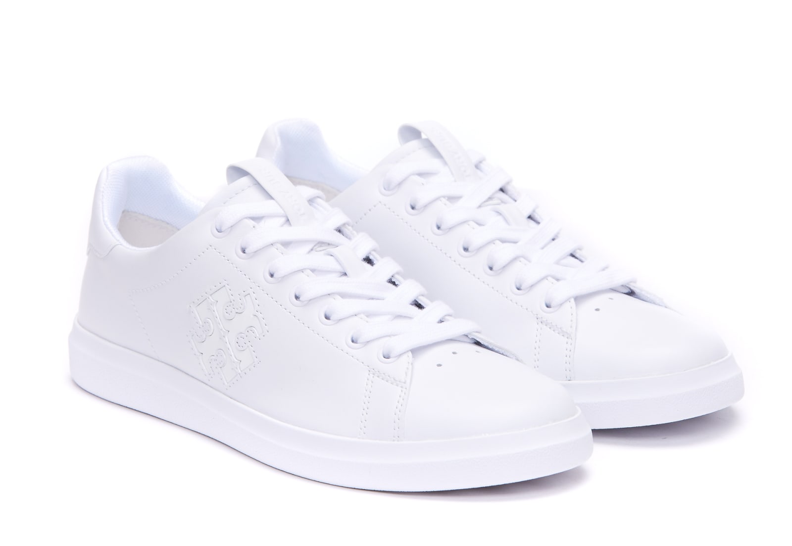 Shop Tory Burch Logo Howell Sneakers In Bianco