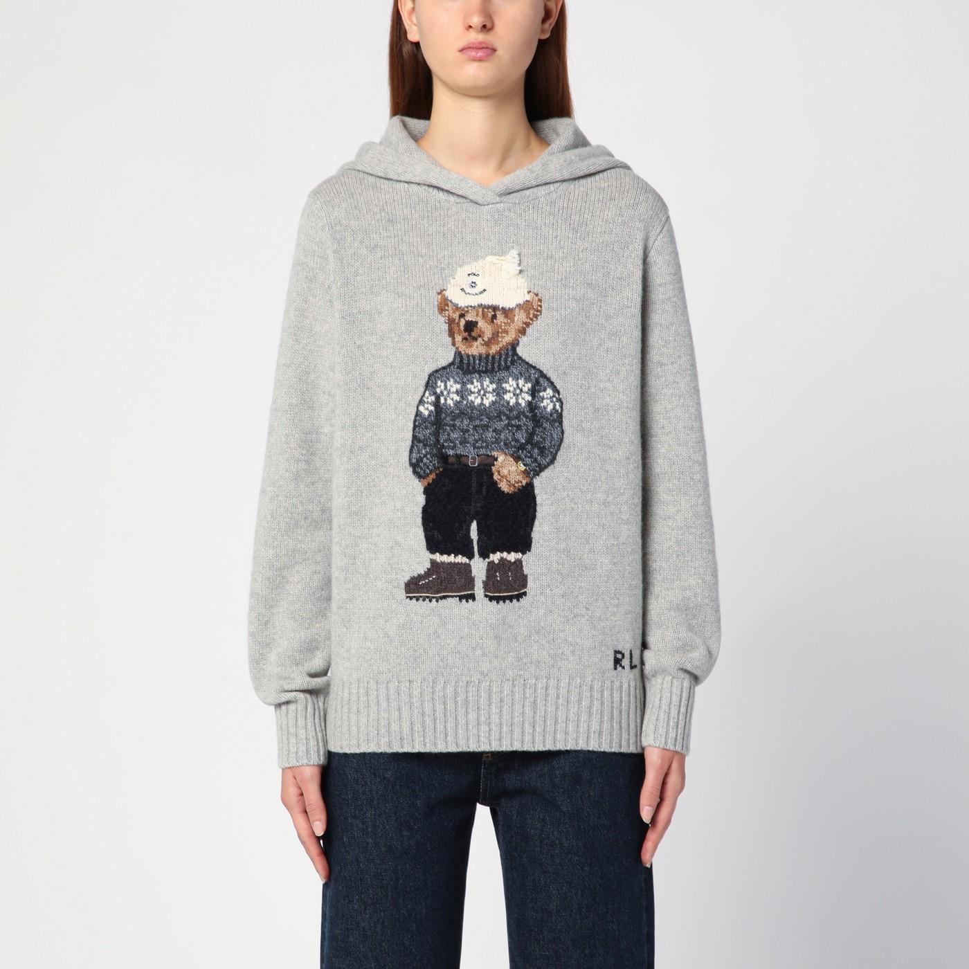 Shop Ralph Lauren Polo Bear Hooded Jumper Grey