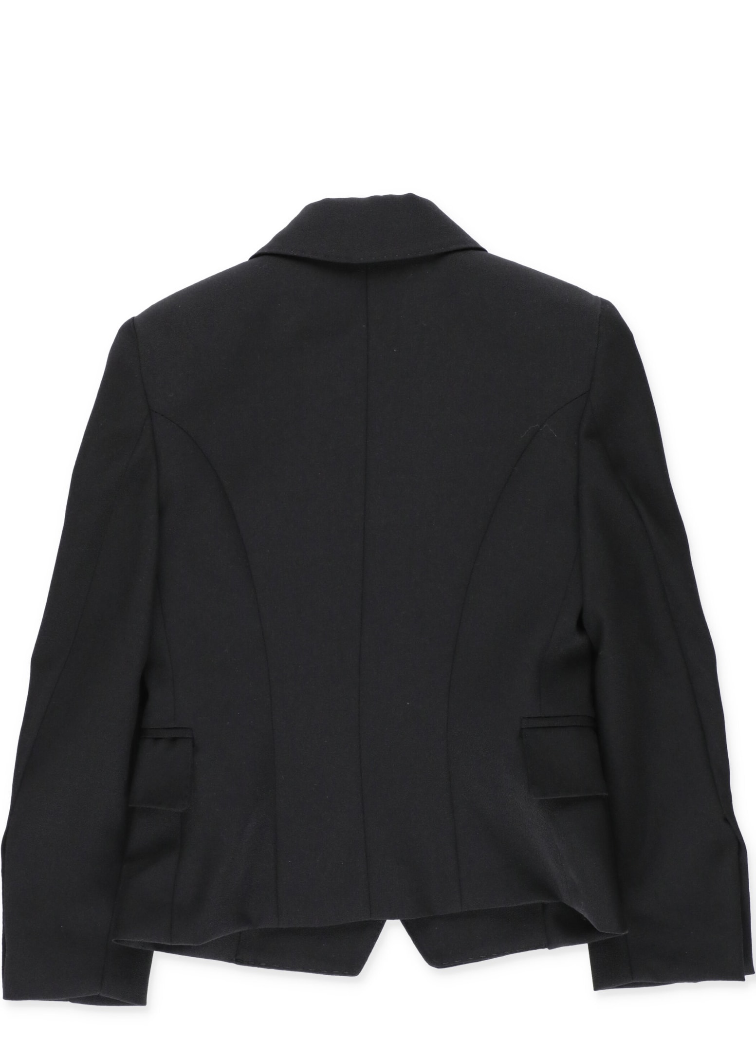 Shop Balmain Virgin Wool Double Breasted Blazer In Black