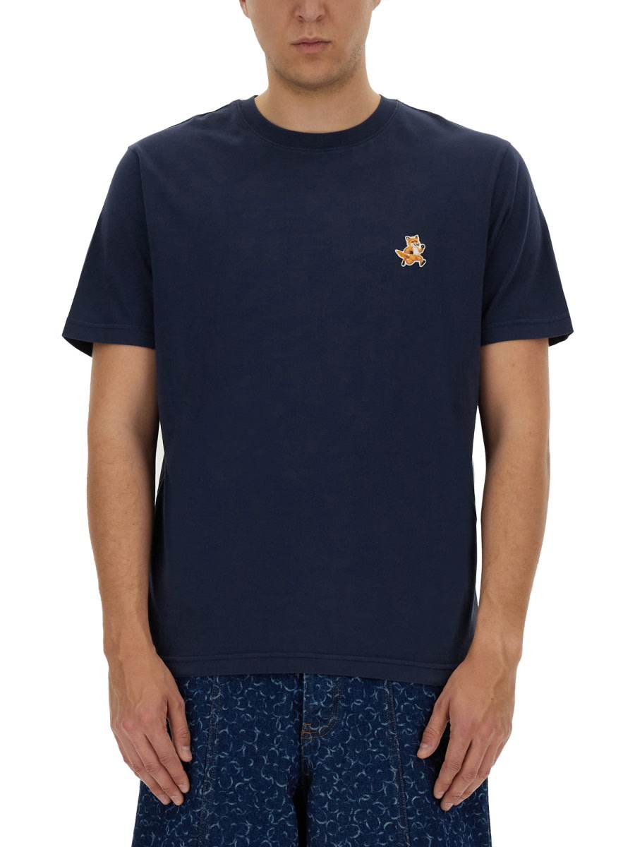 Shop Maison Kitsuné Speedy Fox T-shirt In Blue