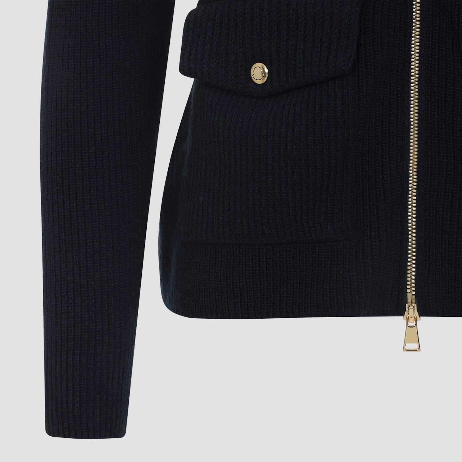 Moncler Textured Knit And Quilted Virgin Wool Jacket In Black