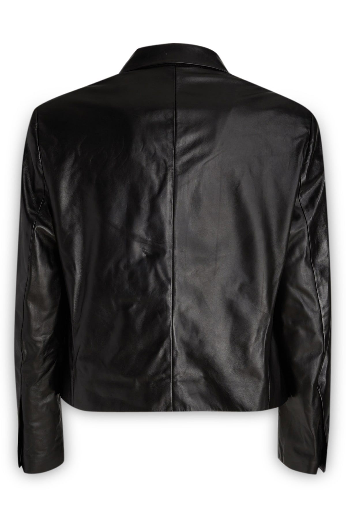 Ferragamo Slim-cut Leather Blazer With Chest Welt Pocket In 001