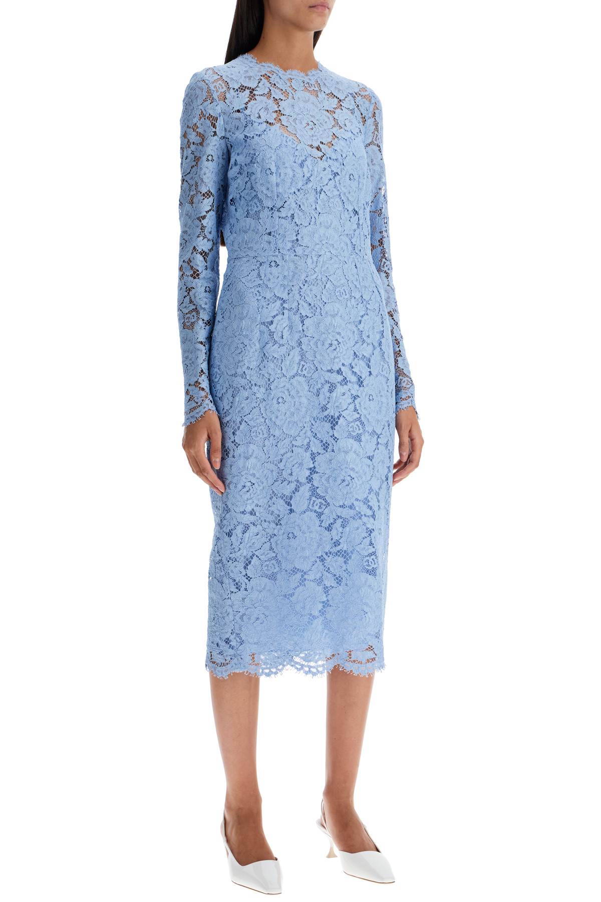 Shop Dolce & Gabbana Lace Sheath Dress With A In Glicine Viola Chiari