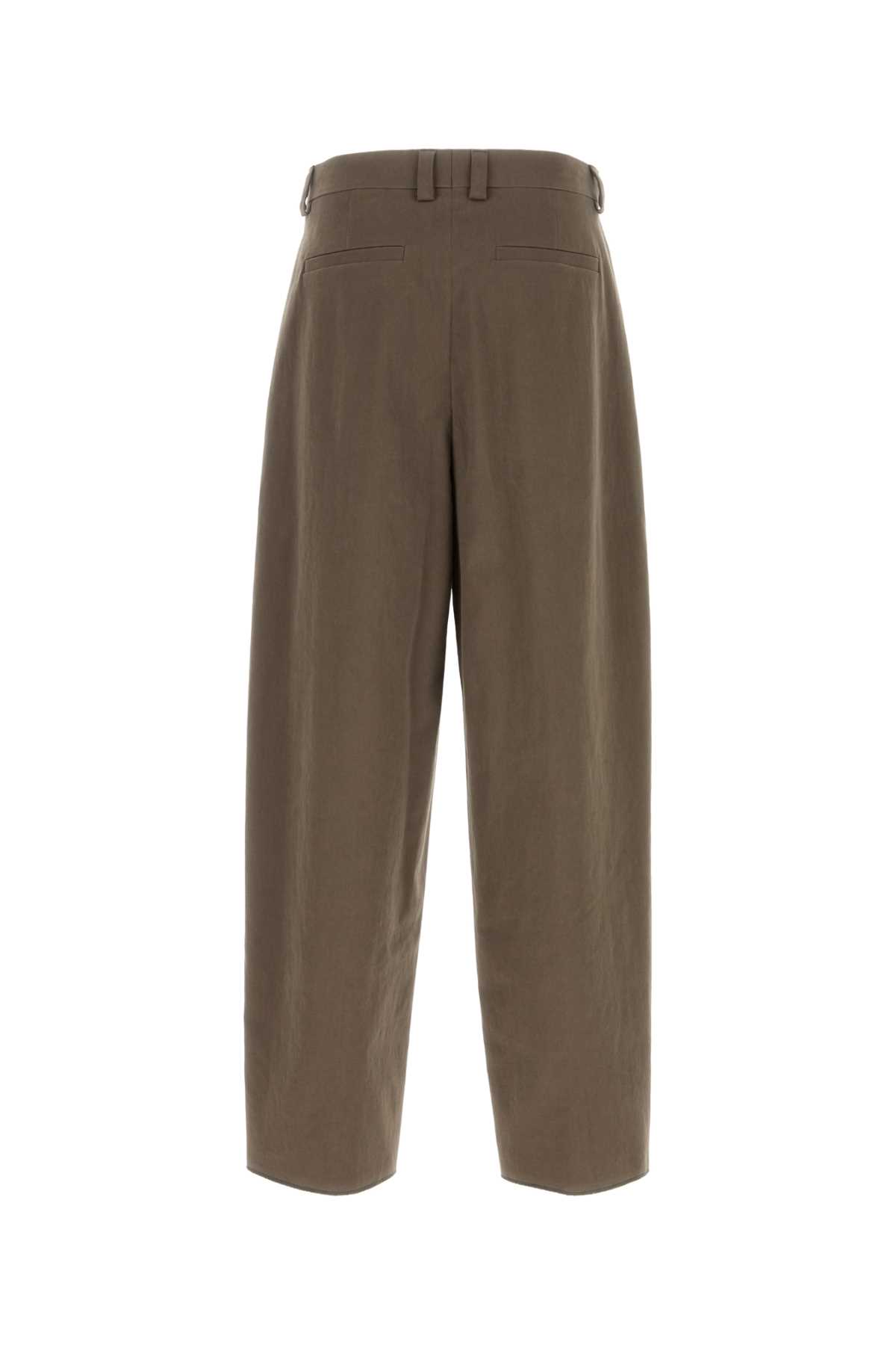 Ferragamo Brown Cotton Pants In Concrete