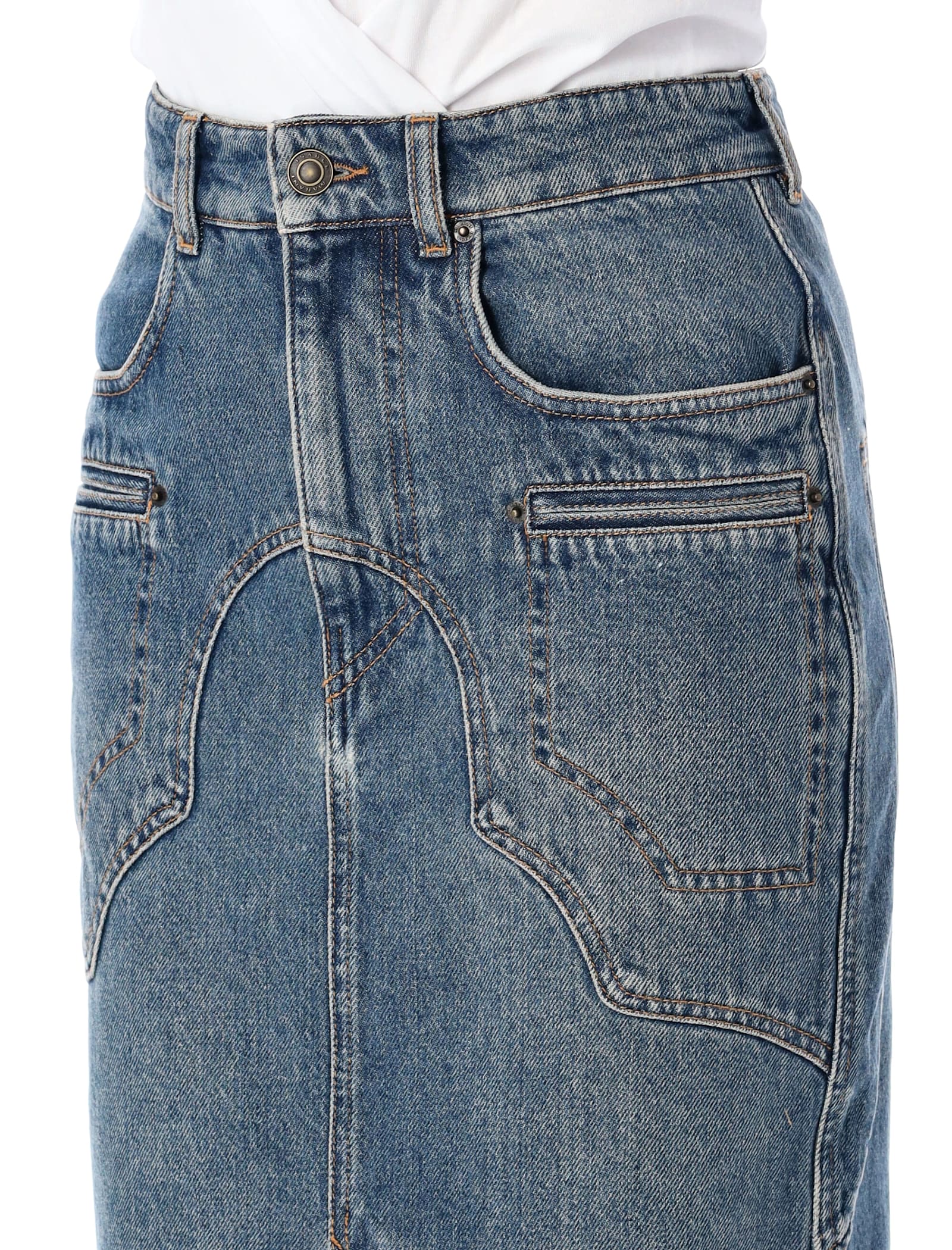 Isabel Marant Blue Tilauria Midi Denim Skirt In Blue
