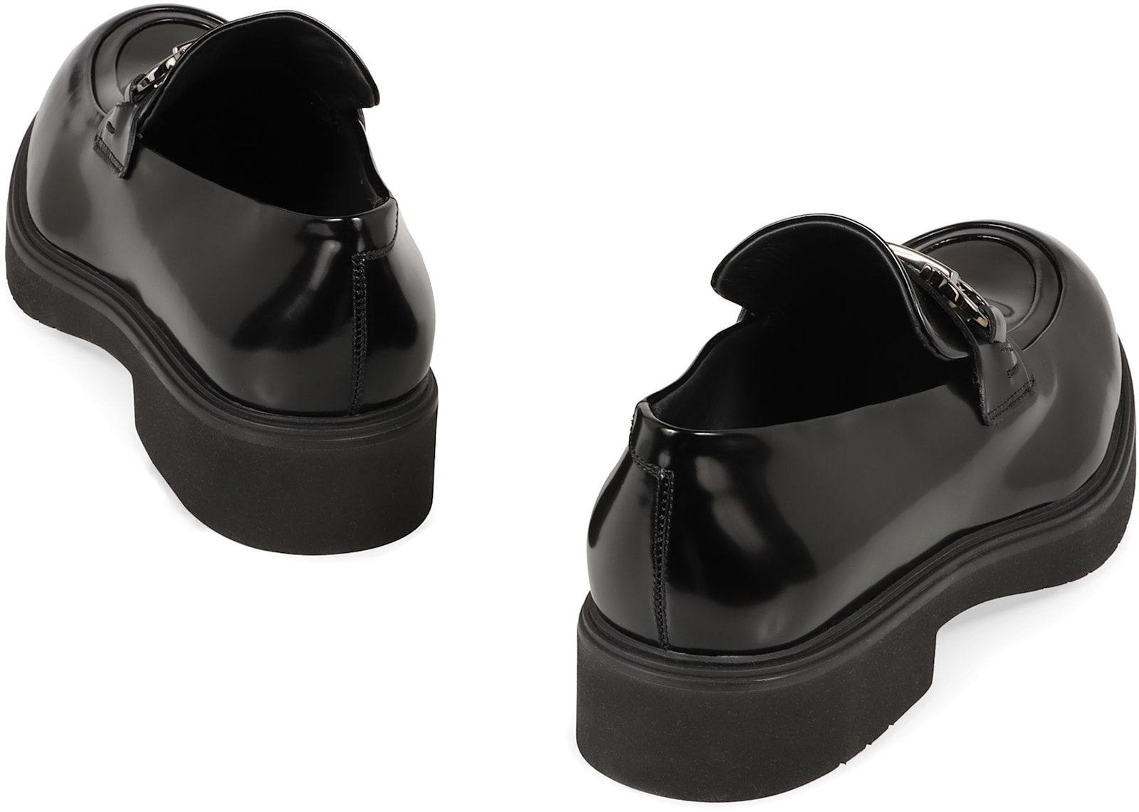 Ferragamo Horsebit Chunky Sole Leather Loafers In Black