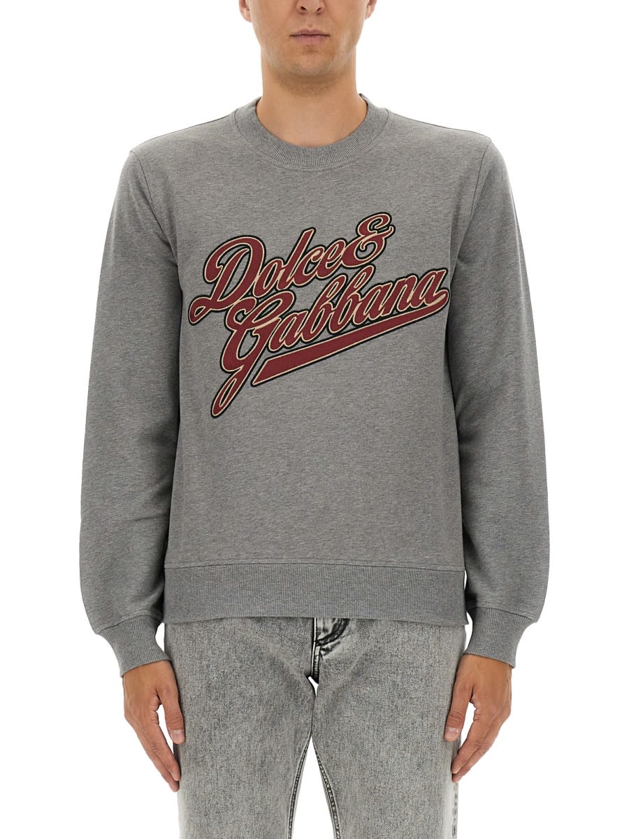 Dolce & Gabbana Jersey With Embroidery In Gray