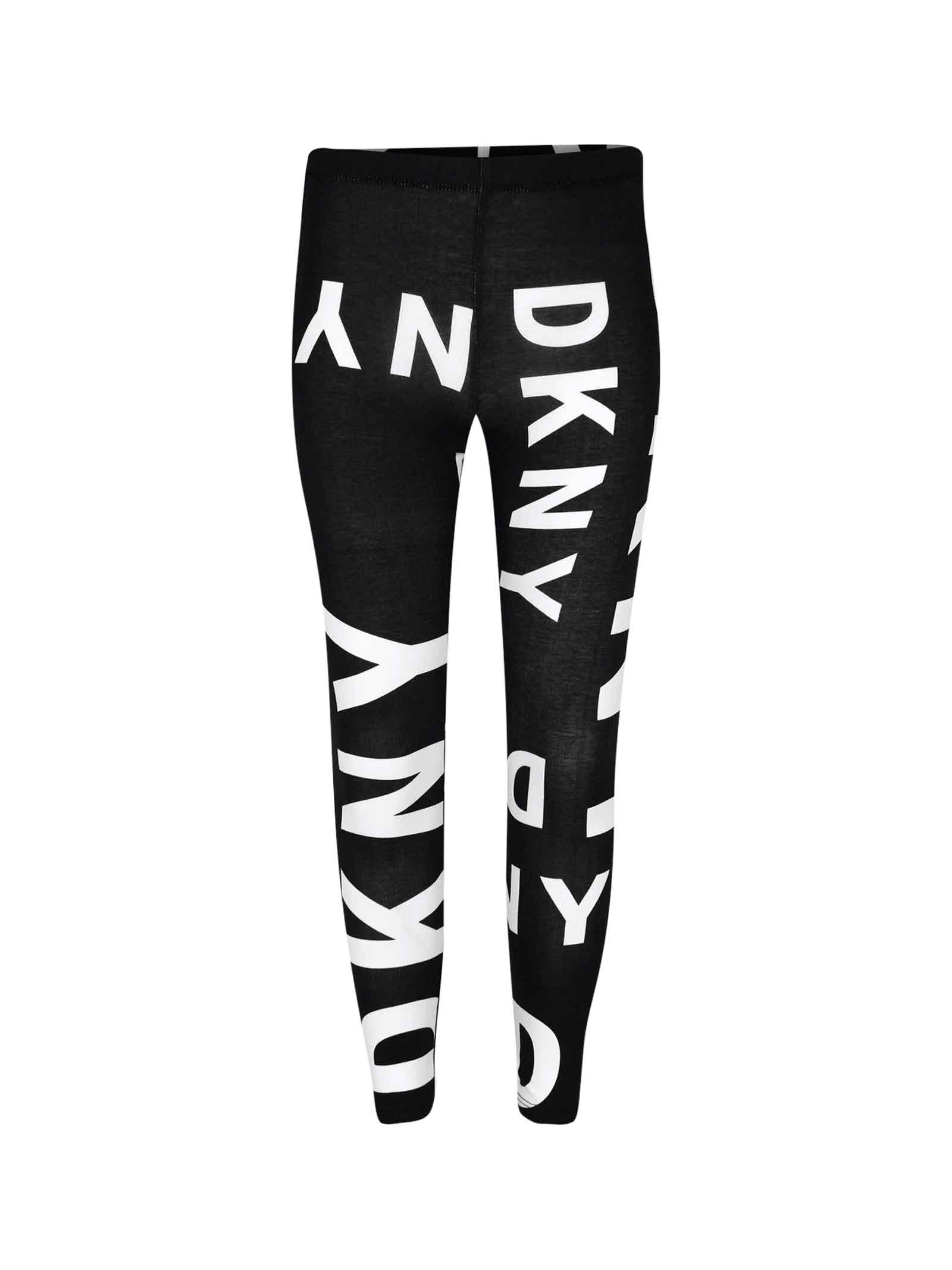 DKNY Black / White Leggings With Print