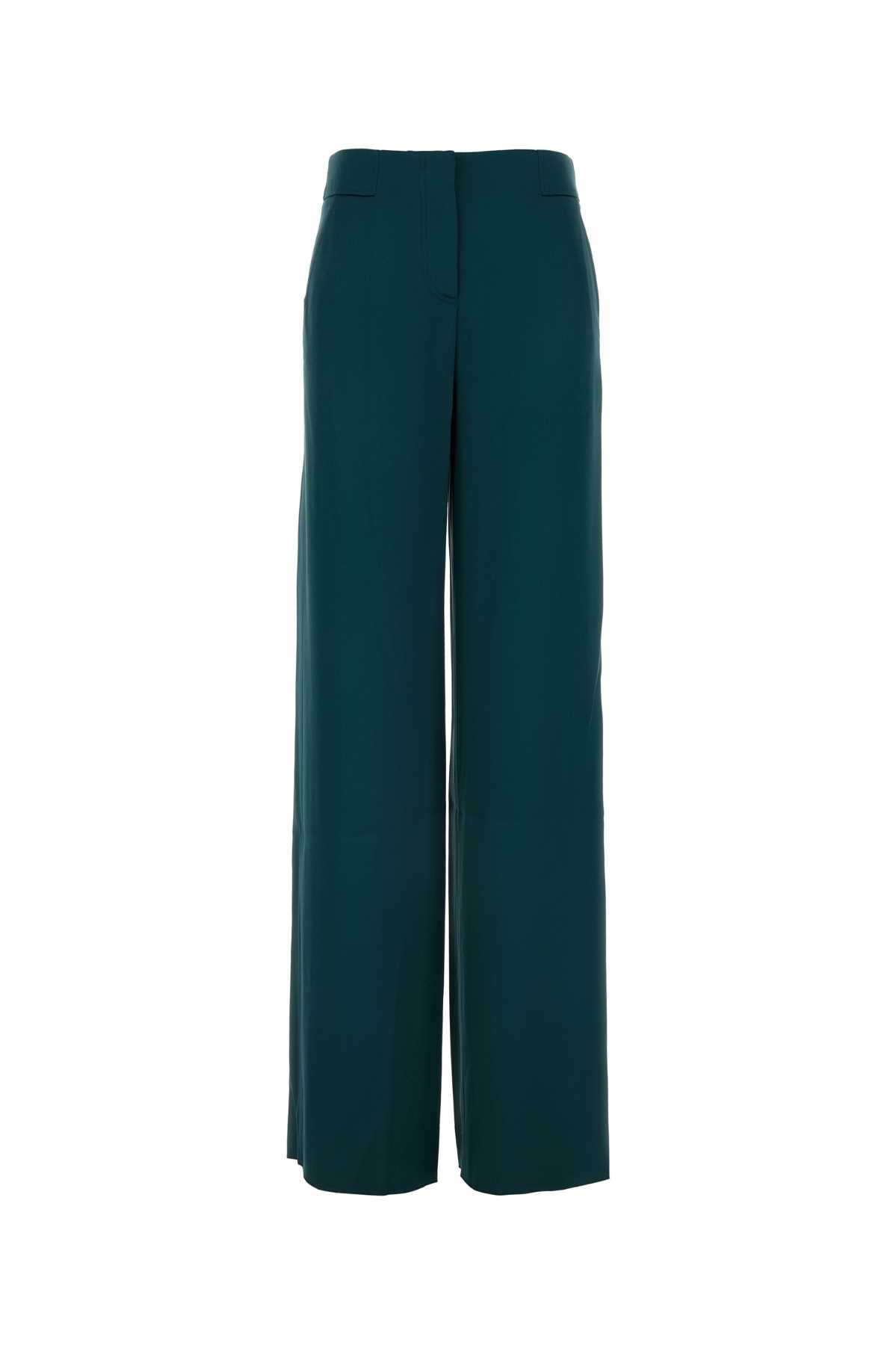 Shop Giorgio Armani Emerald Green Satin Wide-leg Pant In Forest