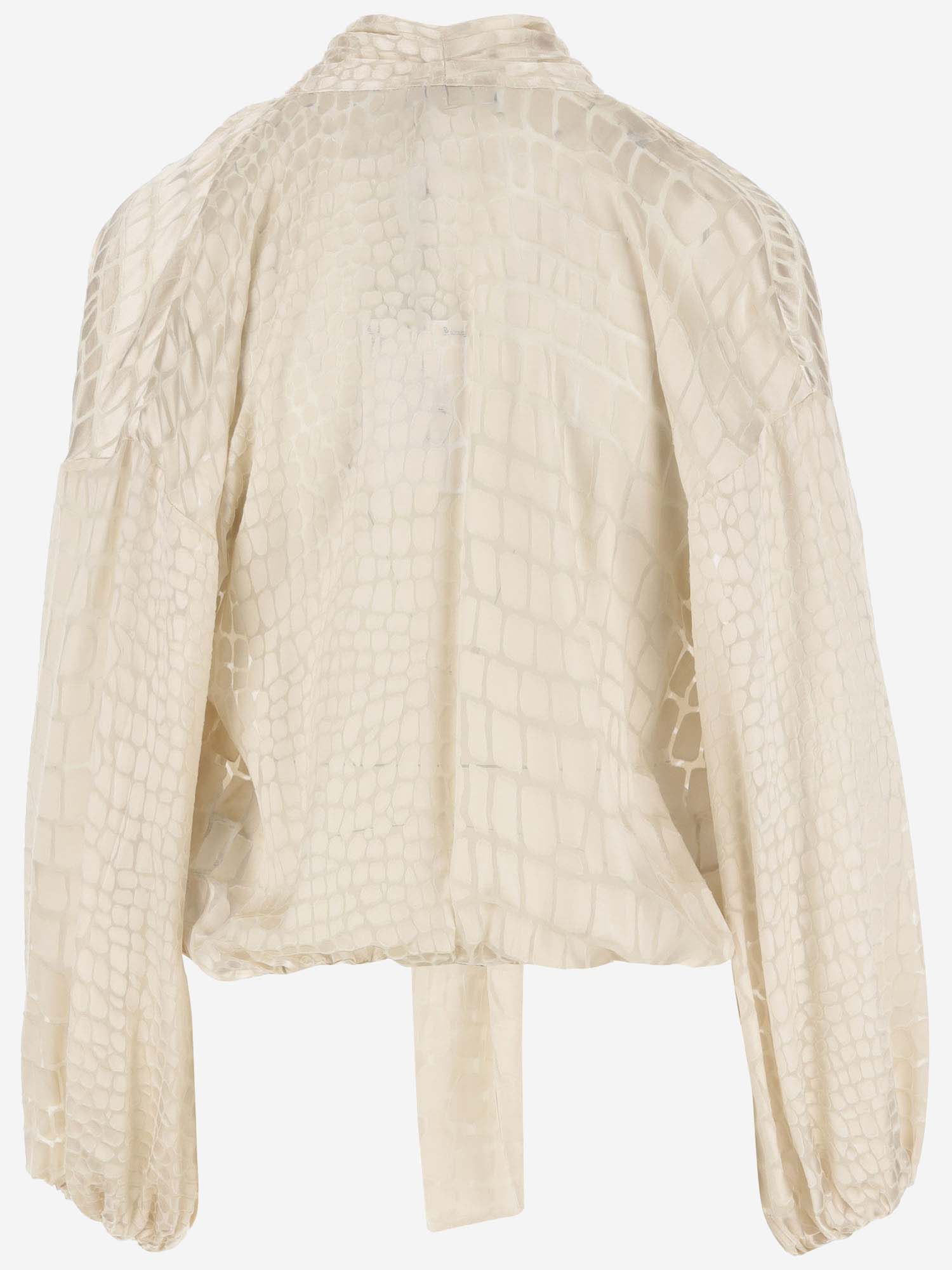 Shop Blumarine Devore Blouse In Viscose Blend In Ivory