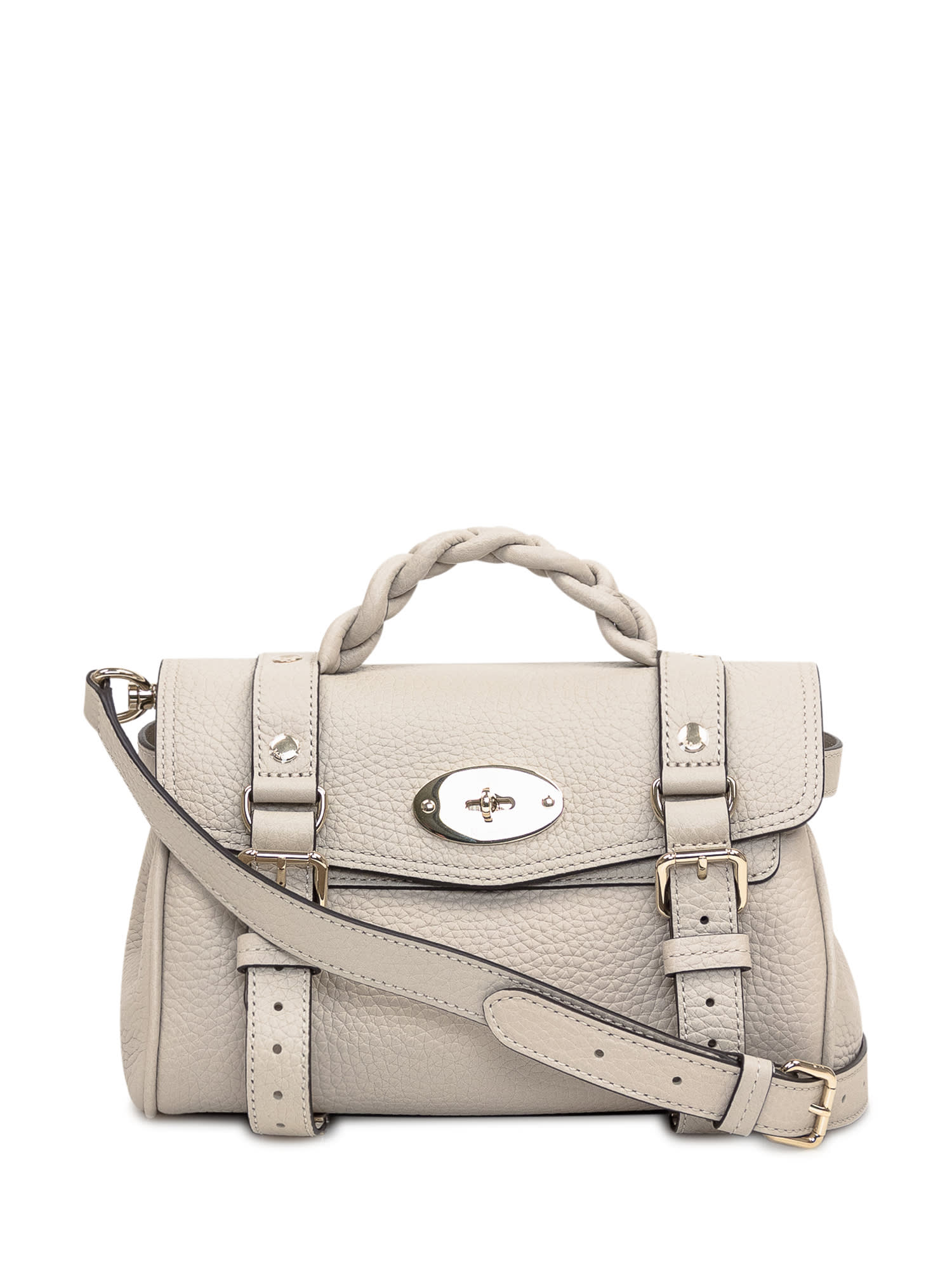 Shop Mulberry Mini Bag Alexa Heavy Grain In Chalk