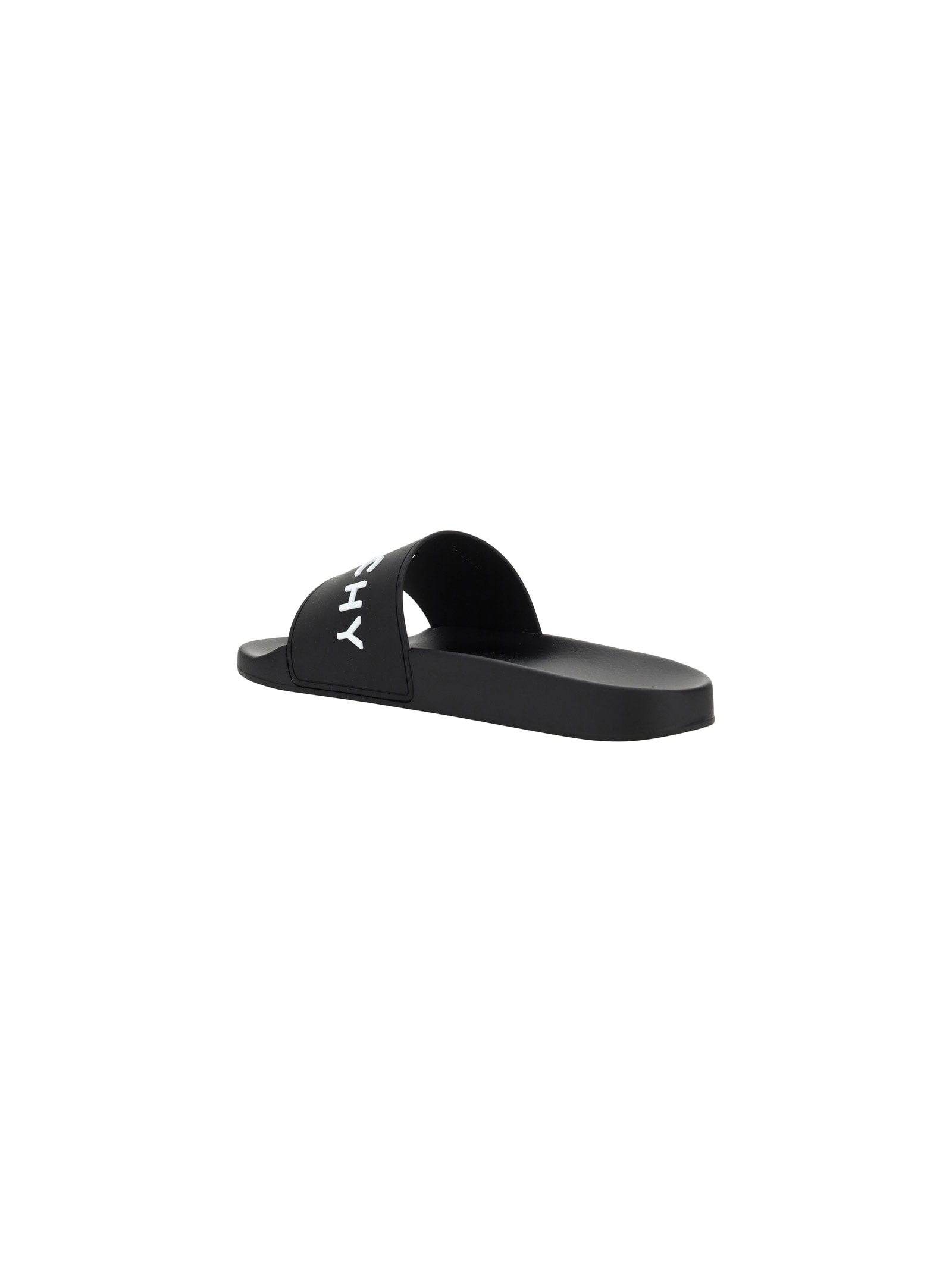 Givenchy Black Flat Slides With Logo In Polyurethane Man In Nero