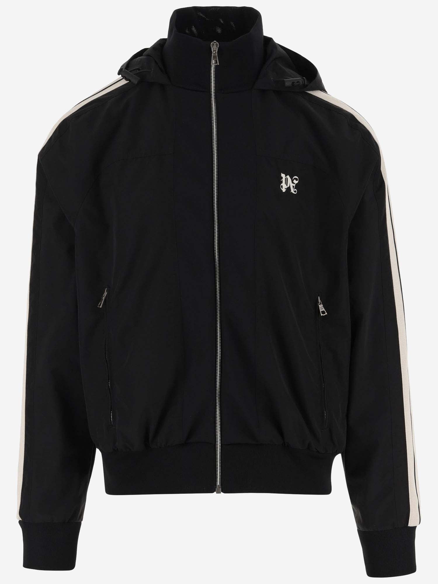 Shop Palm Angels Sport Jacket With Zipper In Black Off White