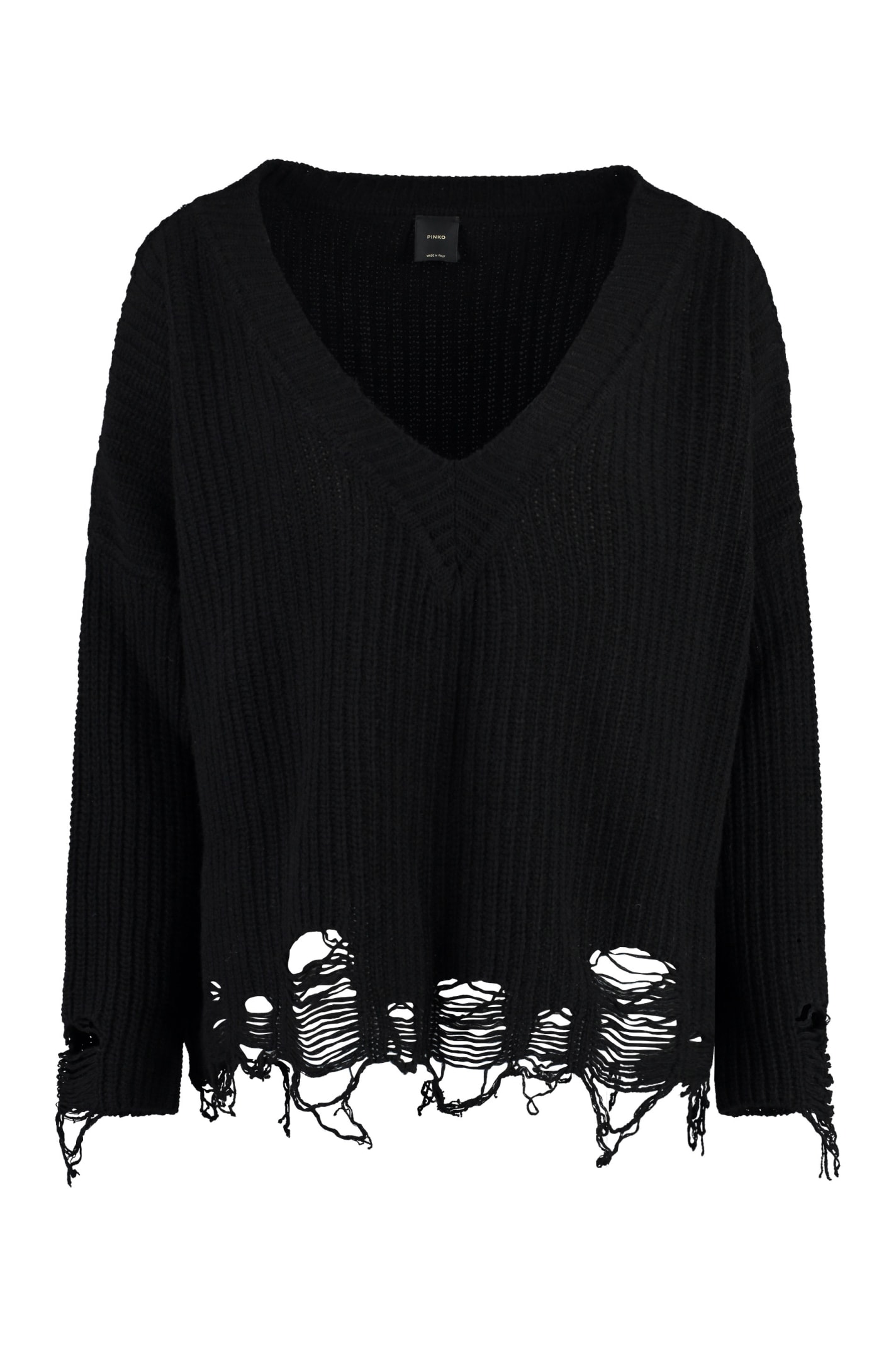 Shop Pinko Ostrica Wool Pullover In Black