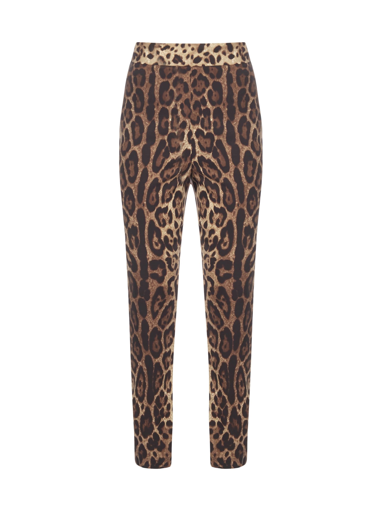 Dolce & Gabbana Leopard Print Silk Leggings In Leo New