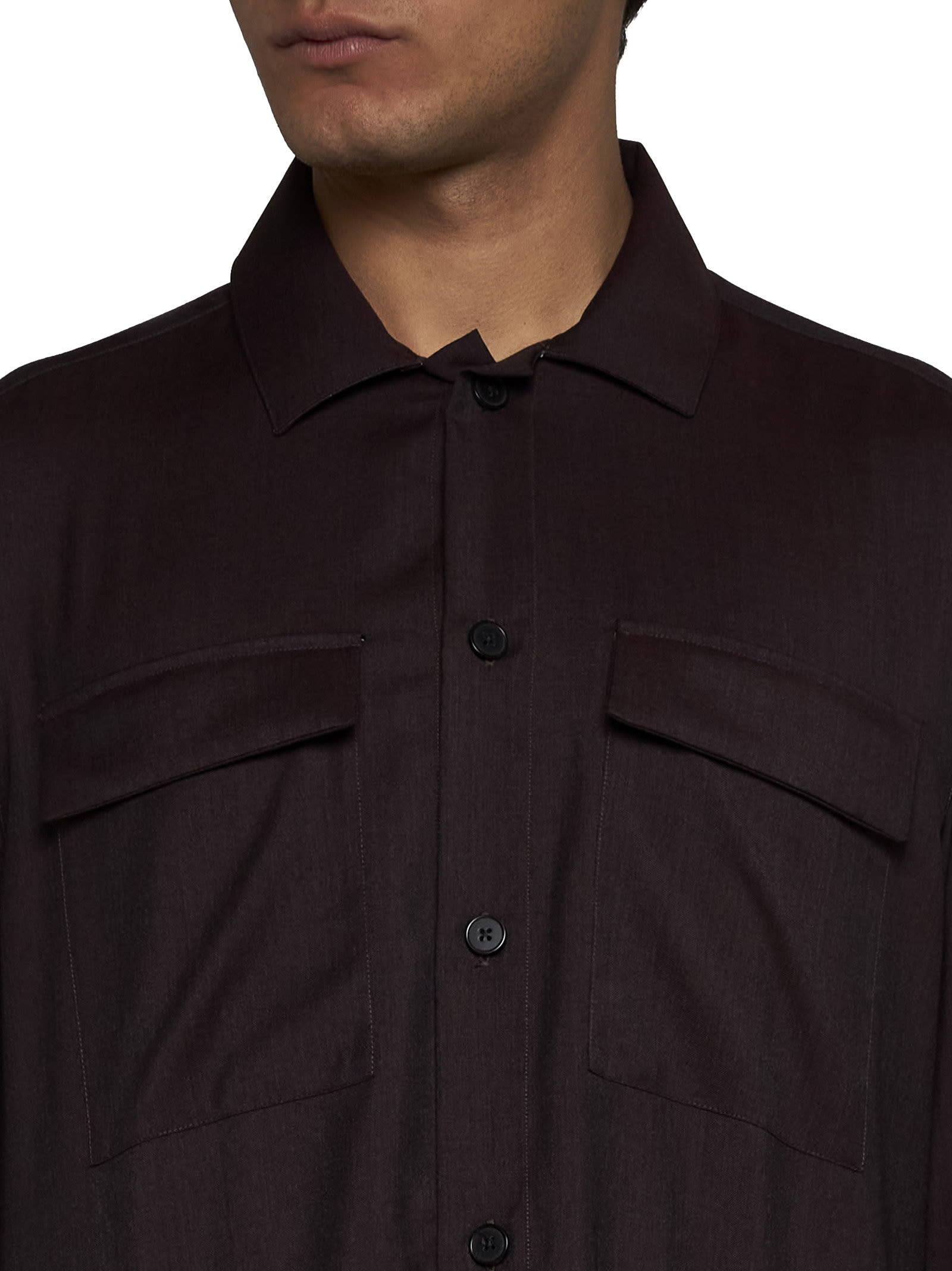 Shop Low Brand Shirt In Black Rum