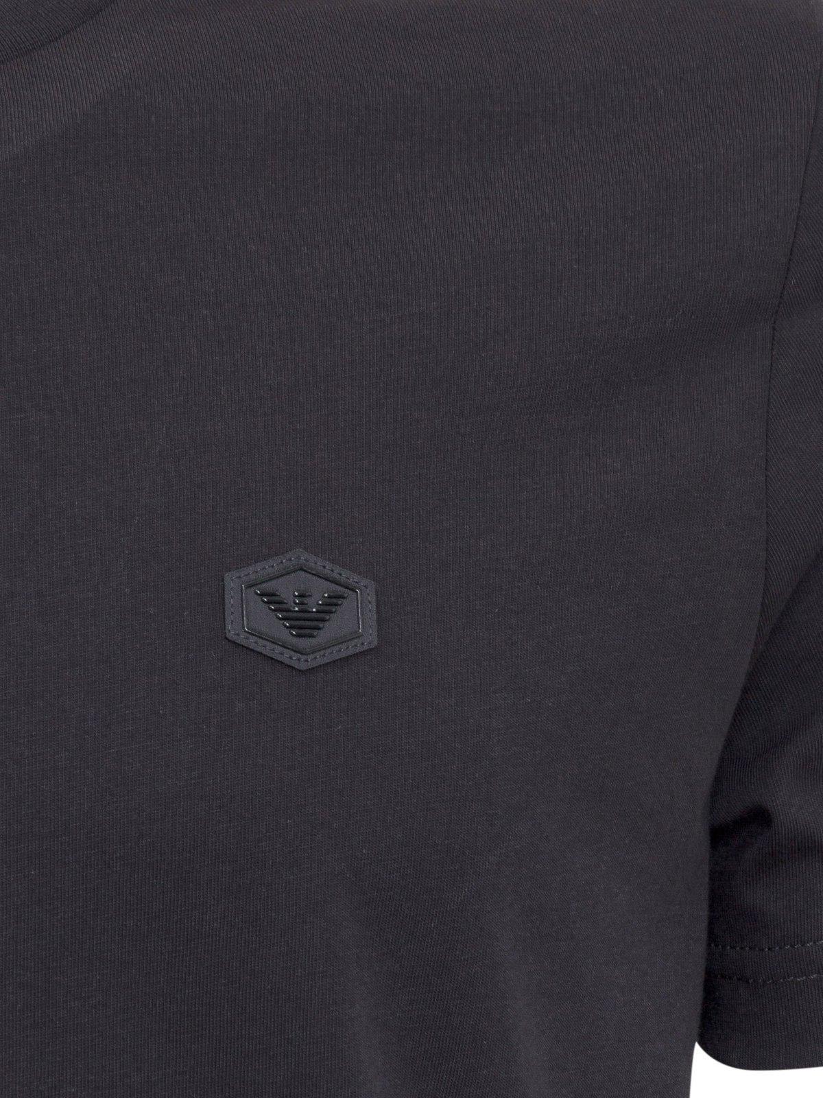 Emporio Armani Logo Patch Crewneck T-shirt In Blue