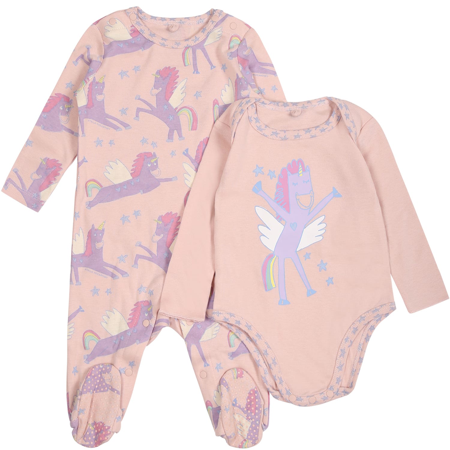 Stella Mccartney Pink Set For Baby Girl With Unicorn