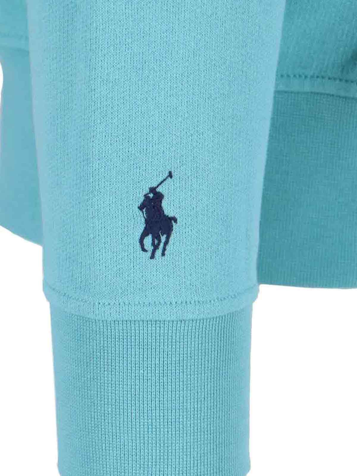 Polo Ralph Lauren Hooded Kangaroo Pocket Sweater In Light Blue