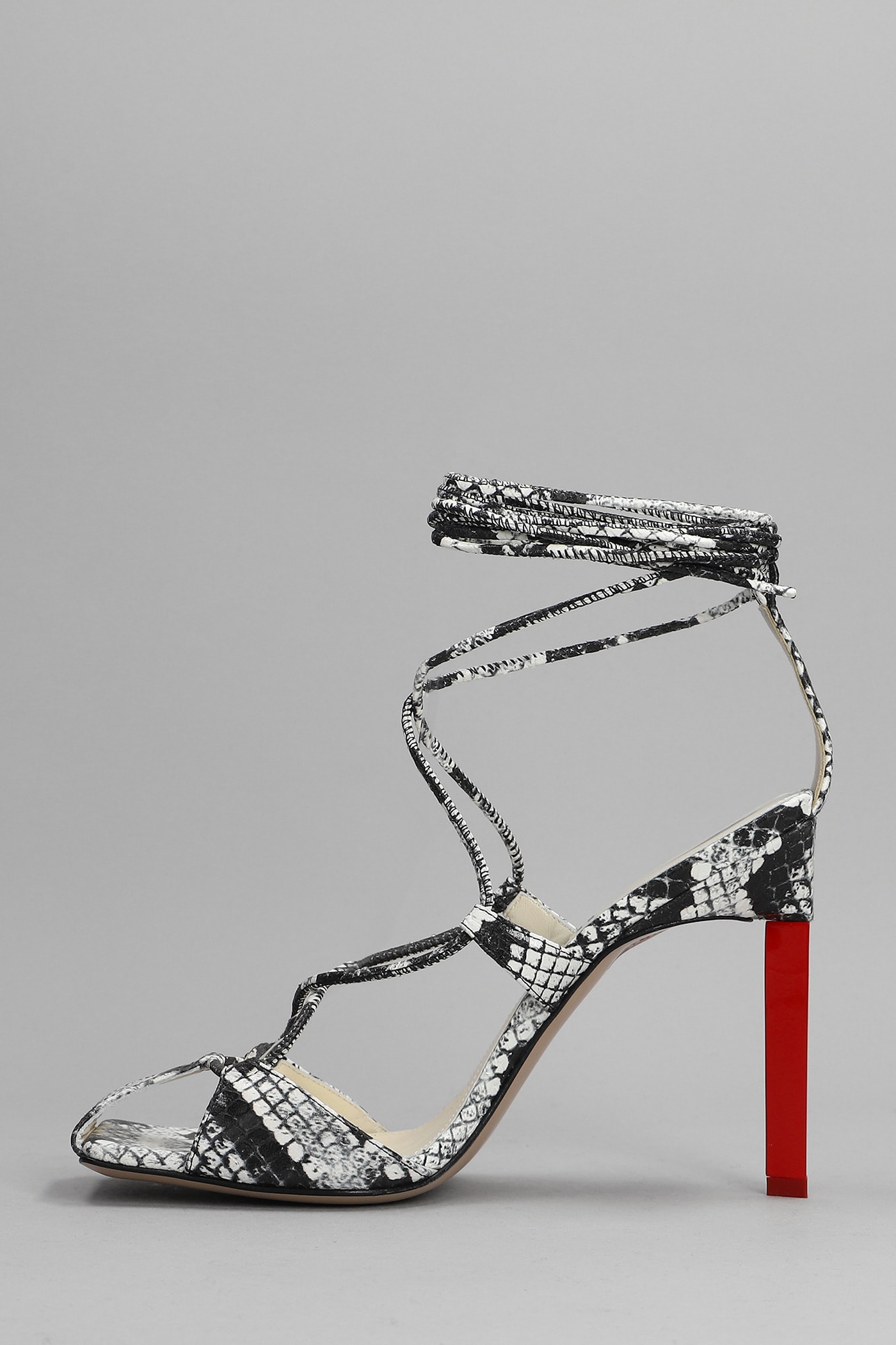 Attico Adele Snakeskin-print Sandals In Black And White Leather Woman In Piton