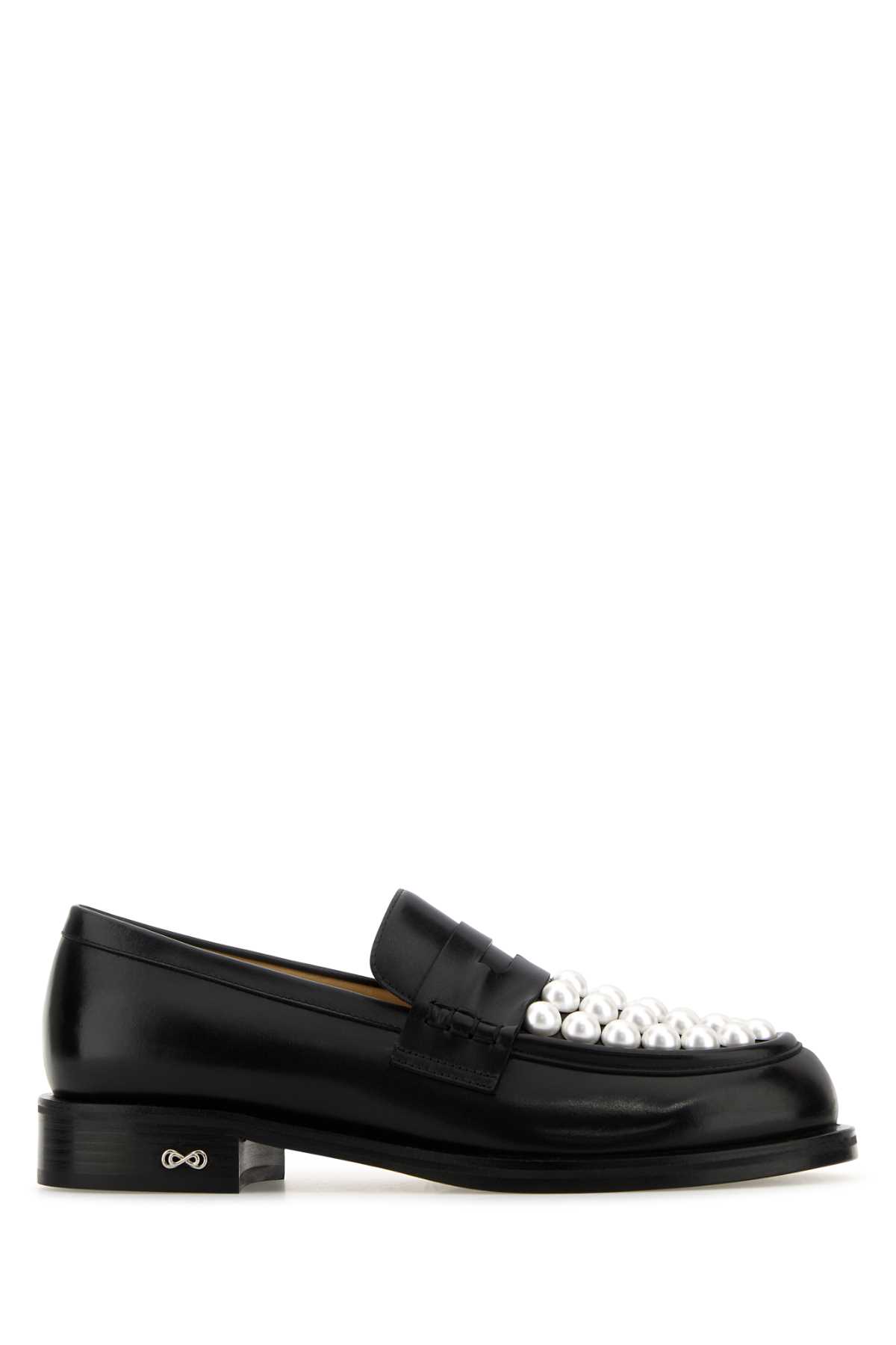 Shop Mach &amp; Mach Black Leather Sirene Loafers In Blackwhite