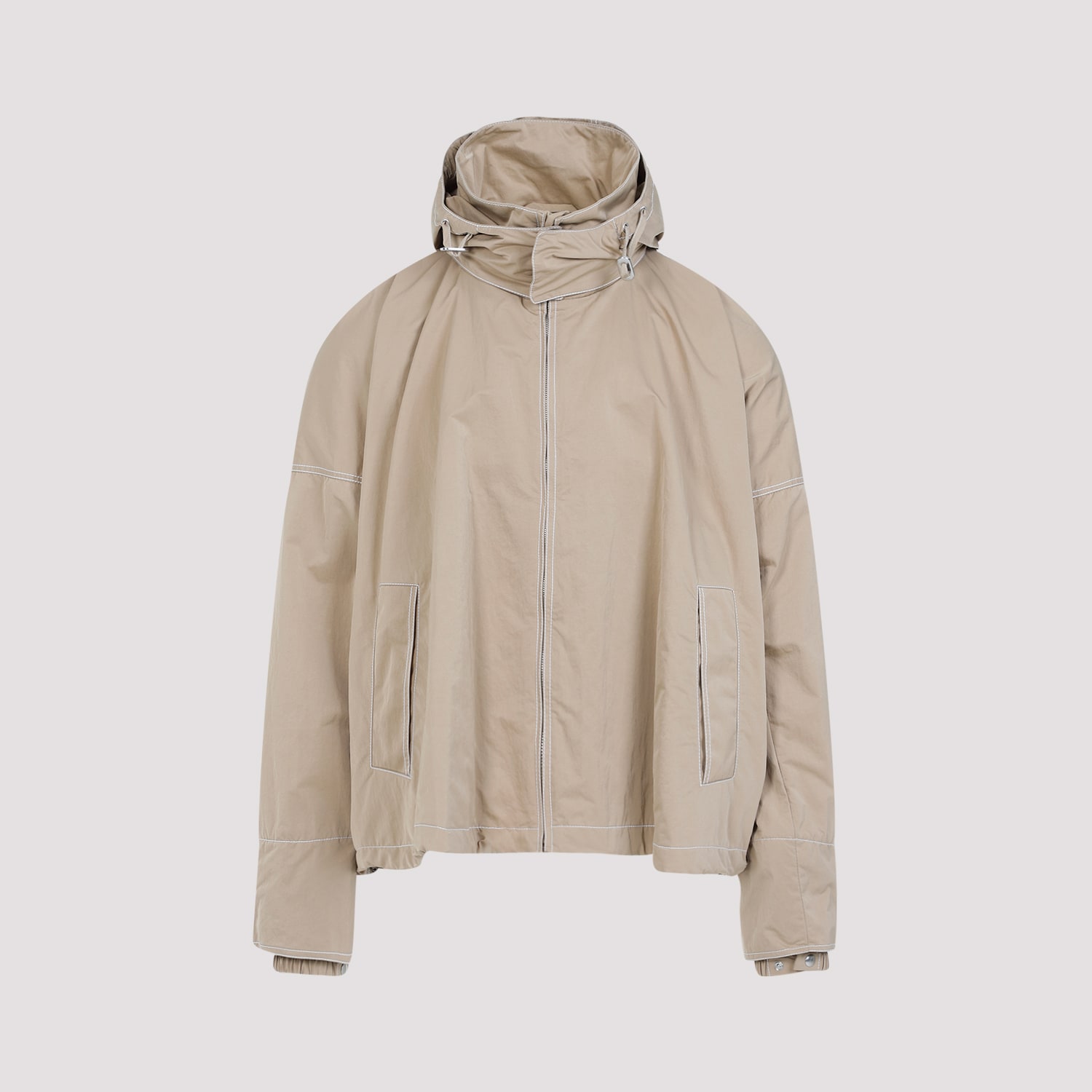 Shop Bottega Veneta Polyamide Jacket In Sesame