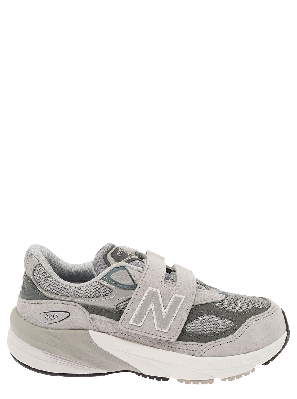 Shop New Balance Grey Low Top Sneakers With Logo Detail In Leather And Fabric Boy