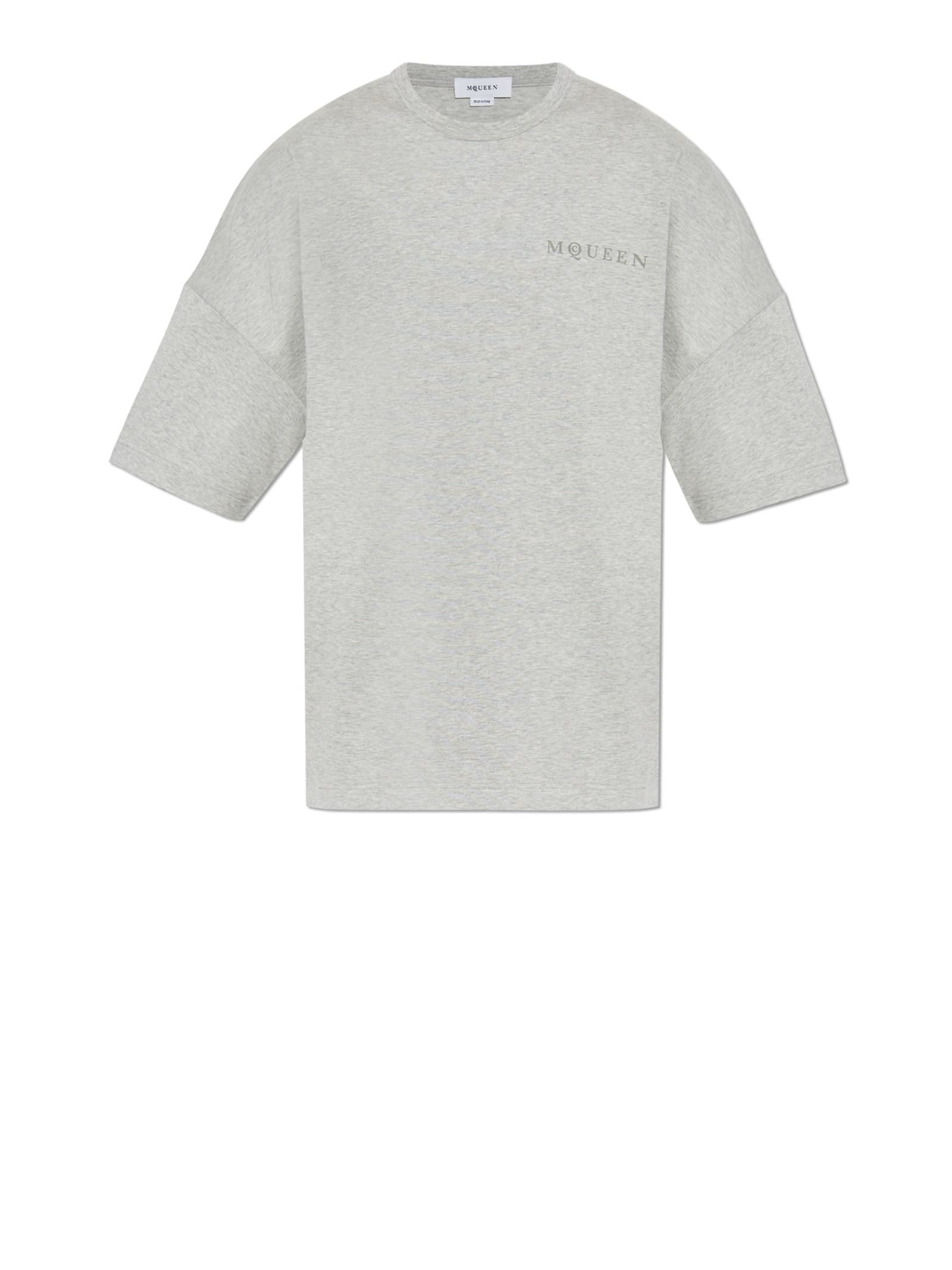 Alexander Mcqueen Logo T-shirt In Gray