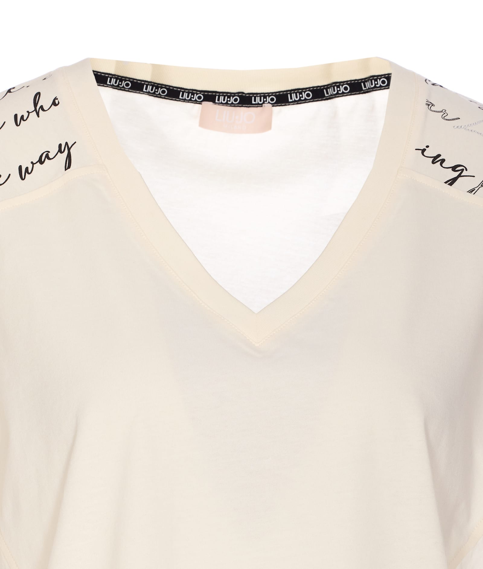 Liu •jo Sleeveless V-neck Graphic Print T-shirt In White