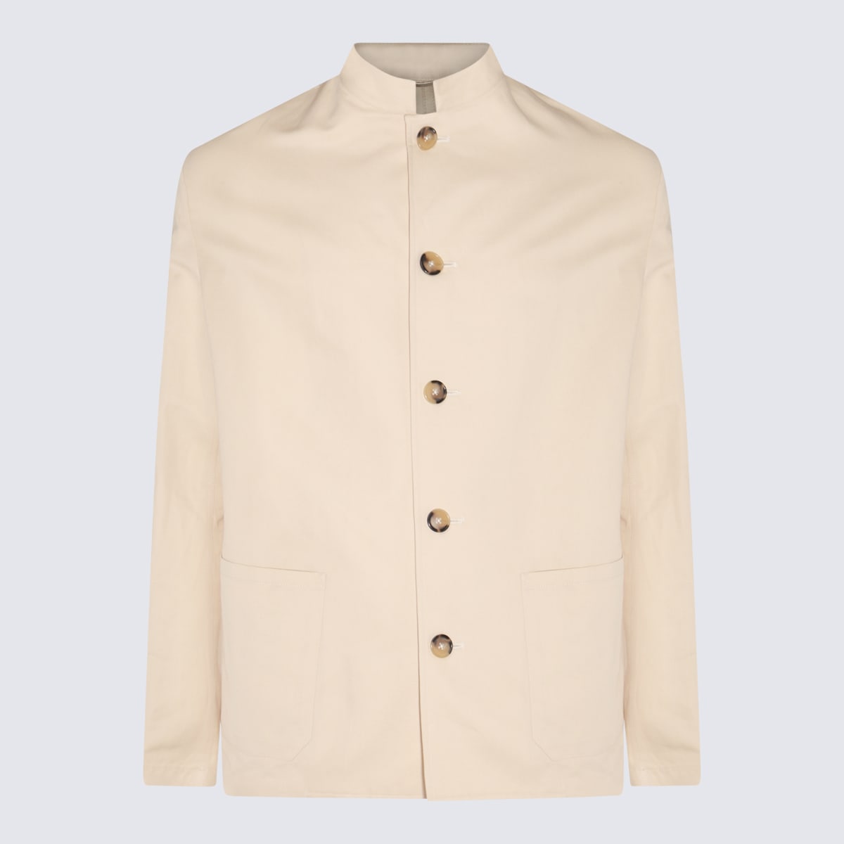 Pt01 White Cotton Casual Jacket In Cream