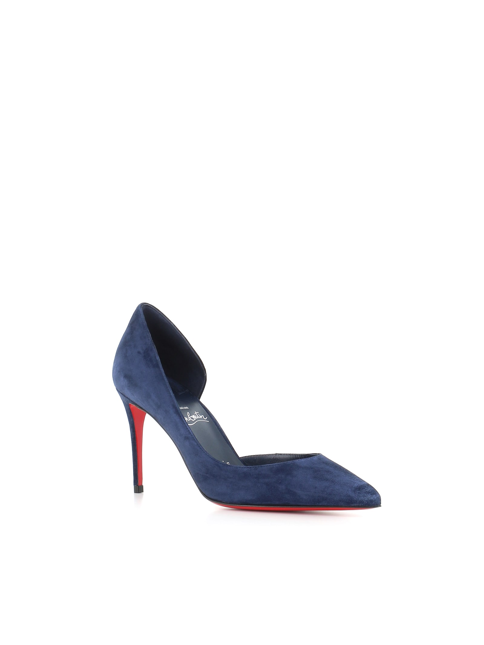 Christian Louboutin Pointed Toe Suede Finish Pumps In Blue