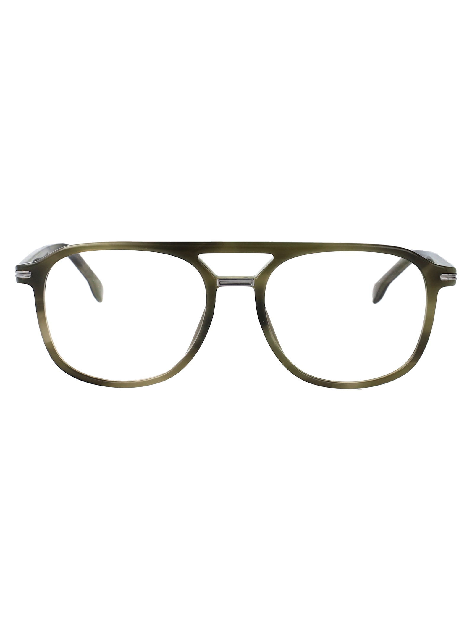 Hugo Boss Boss Green Horn Acetate Glasses In Green
