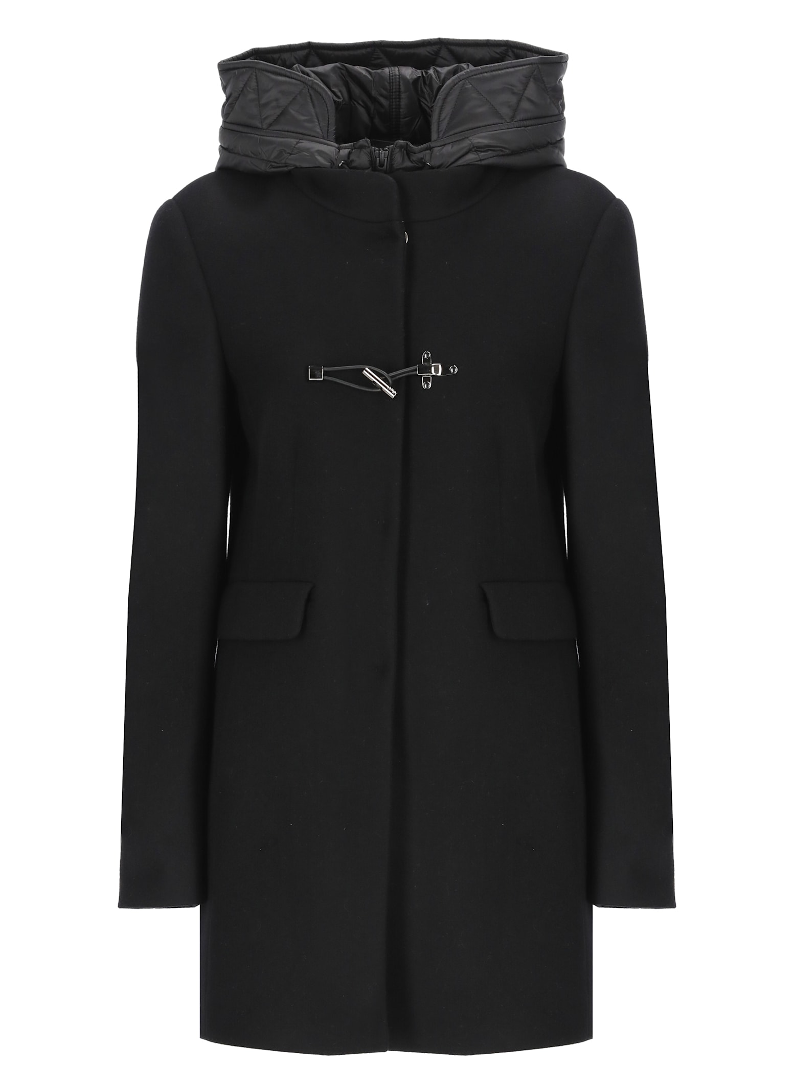 Fay Toggle Coat In Technical Gabardine In Black