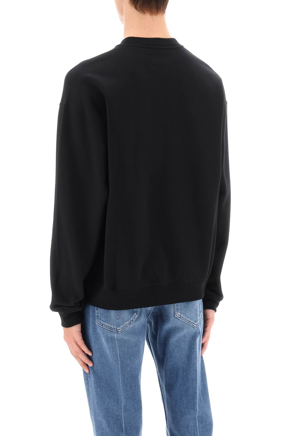 Shop Versace Crew-neck Sweatshirt With City Lights Print In Black Print (black)