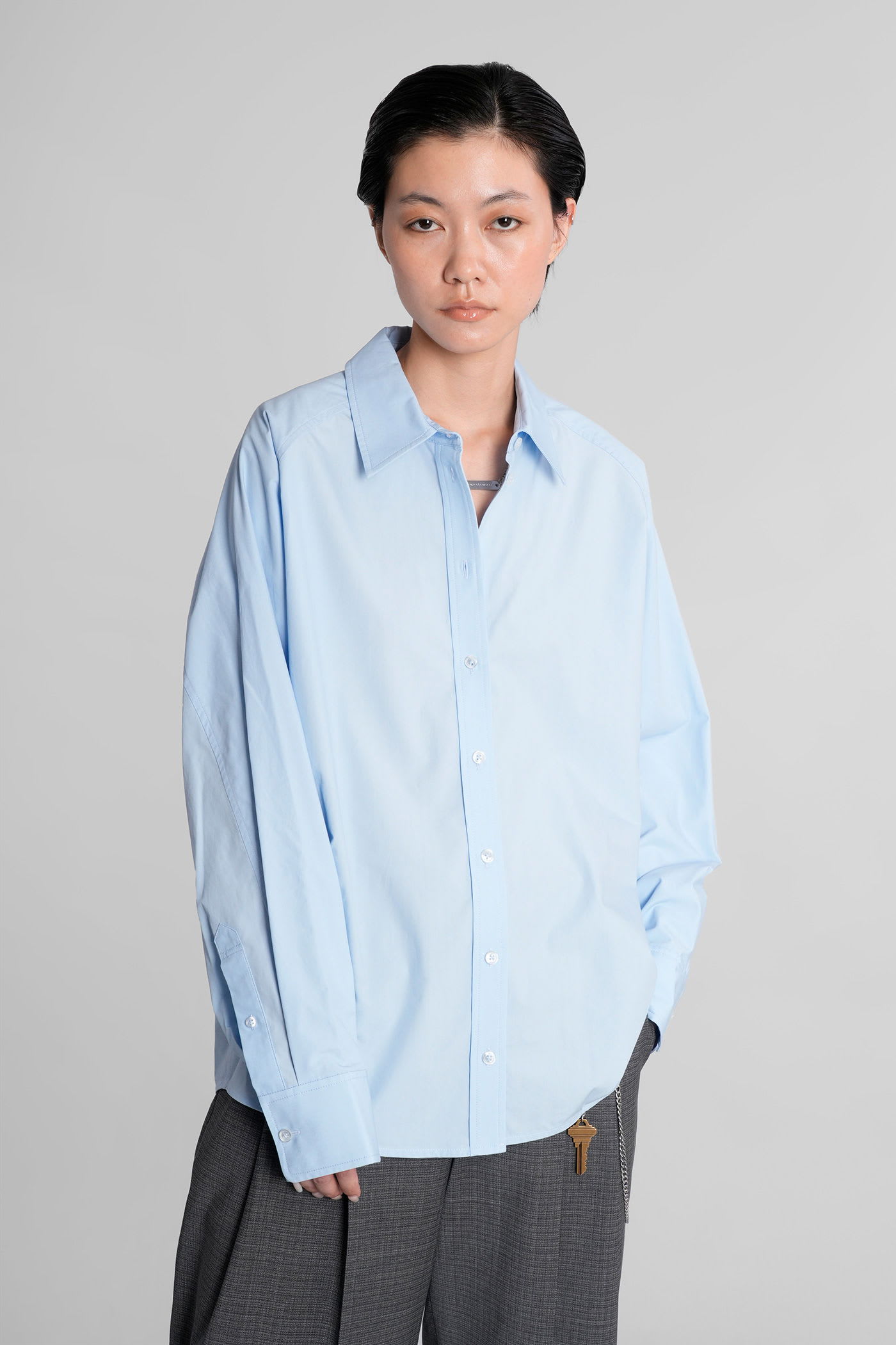 Alexander Wang Shirt In Cyan Cotton In Blue