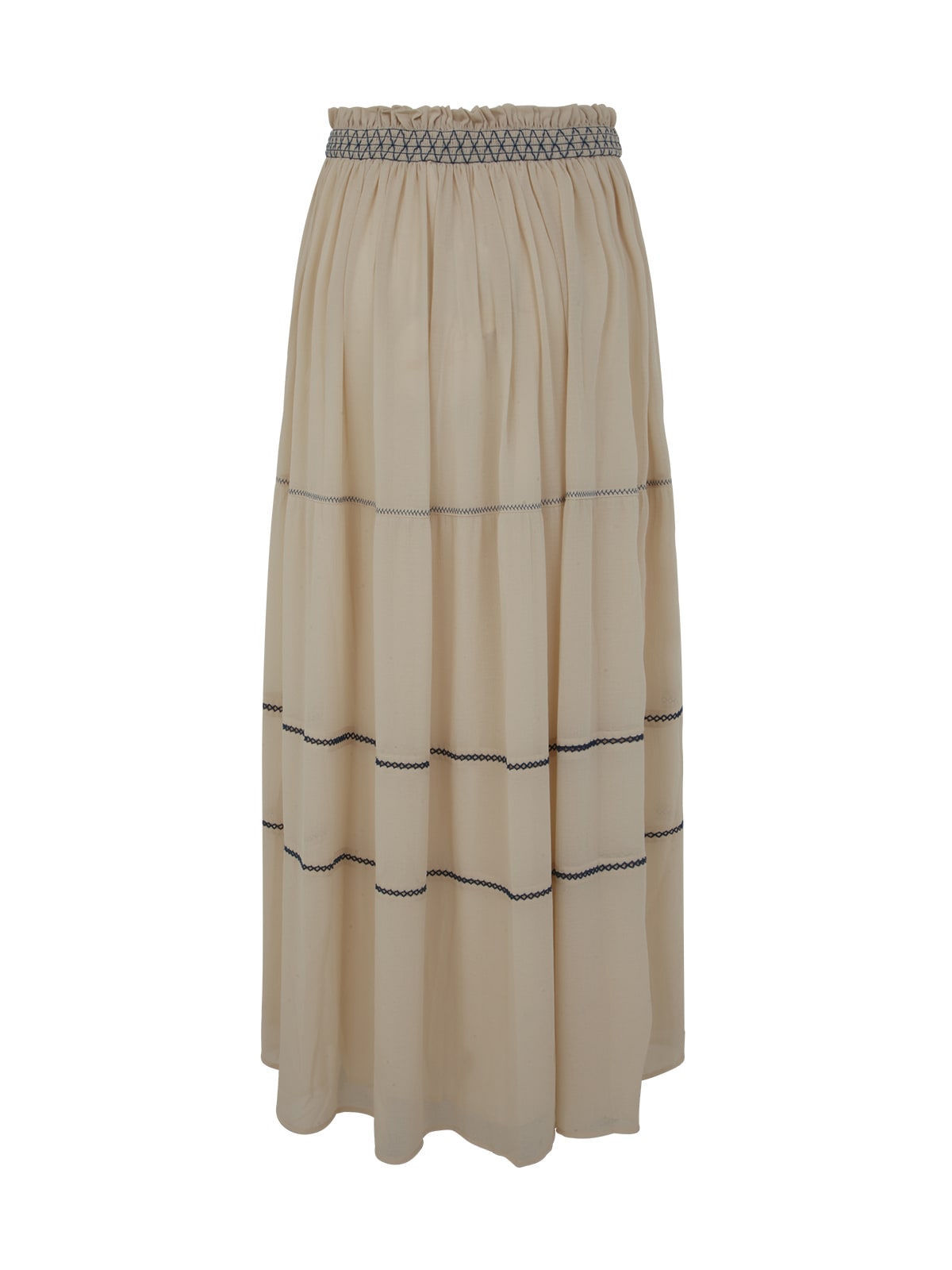 Shop See By Chloé Long Pleated Skirt In Antique White